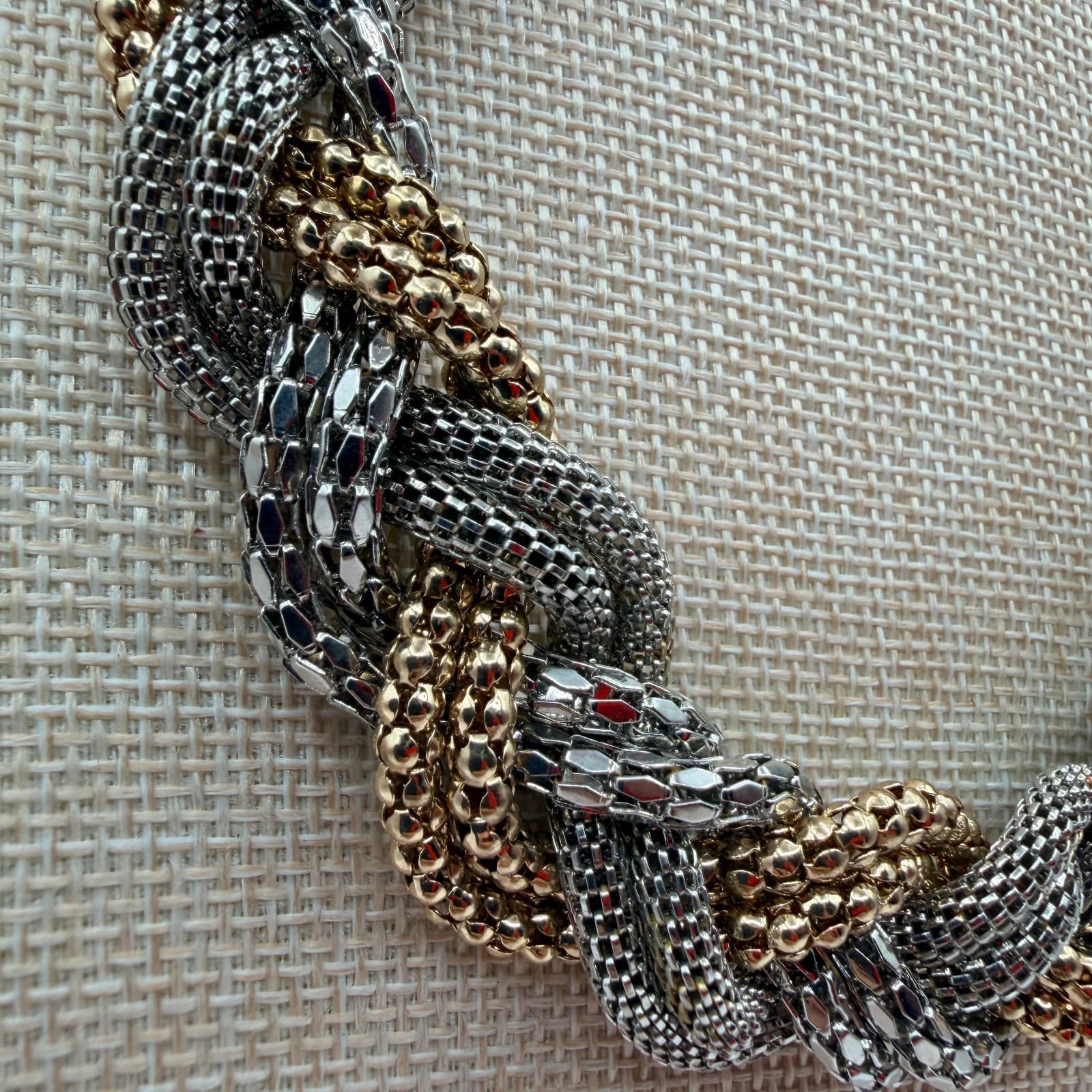 Vintage Y2K Braided Mesh Chain Necklace Statement Women's Classic Jewelry - Thumbnail 5