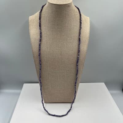 VTG Long Multi Strand Beaded Necklace Pink Purple Teal Round Beads Layered Boho - Thumbnail 3