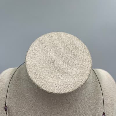 VTG New York & Co Purple Floating Crystal Beaded Station Necklace Delicate Chain - Thumbnail 2