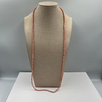 VTG Long Multi Strand Beaded Necklace Pink Purple Teal Round Beads Layered Boho - Thumbnail 4