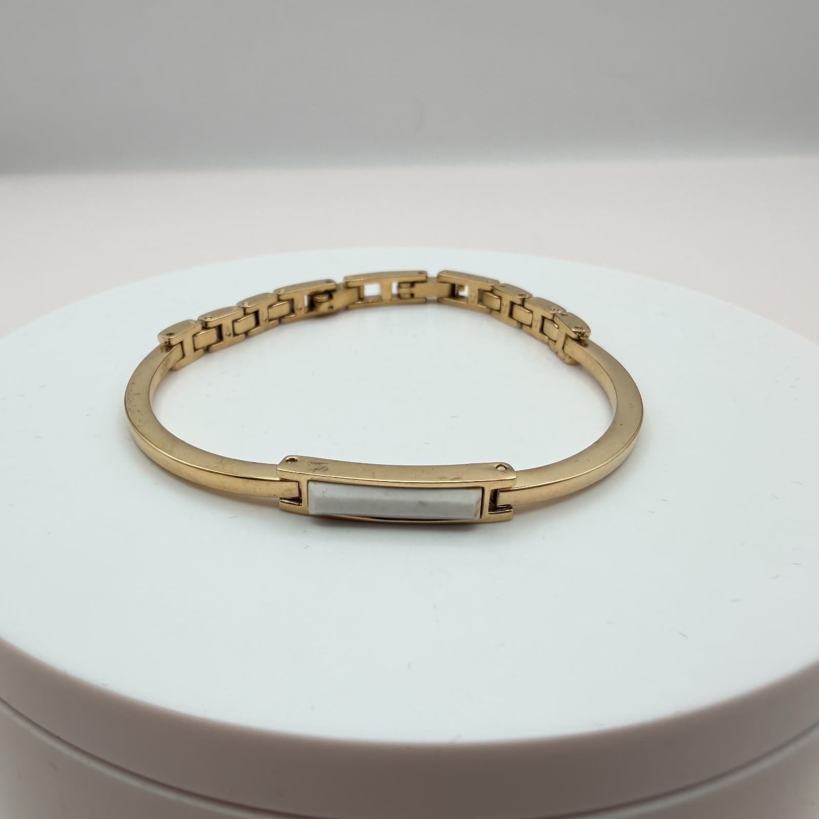 Vintage 80s Gold Tone Textured Spiral Knot Hinged Bangle Bracelet Boho Jewelry - Thumbnail 7