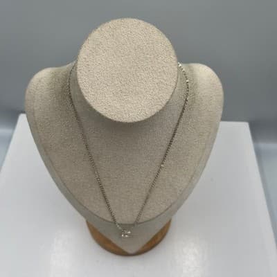 Vintage Silver Tone Crescent Moon Pendant Necklace Rhinestone Dainty Minimalist - Thumbnail 5