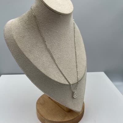 Vintage Silver Tone Crescent Moon Pendant Necklace Rhinestone Dainty Minimalist - Thumbnail 6