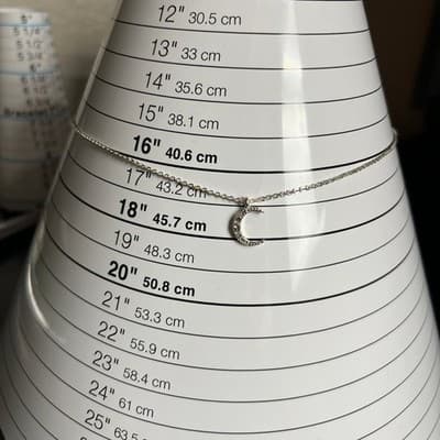 Vintage Silver Tone Crescent Moon Pendant Necklace Rhinestone Dainty Minimalist - Thumbnail 7