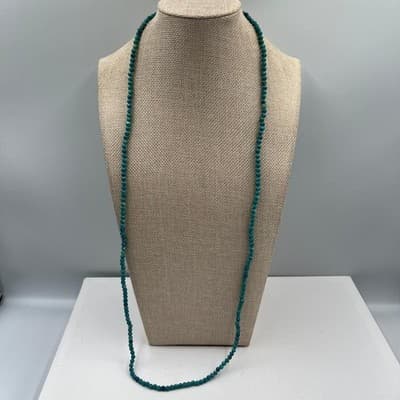 VTG Long Multi Strand Beaded Necklace Pink Purple Teal Round Beads Layered Boho - Thumbnail 2