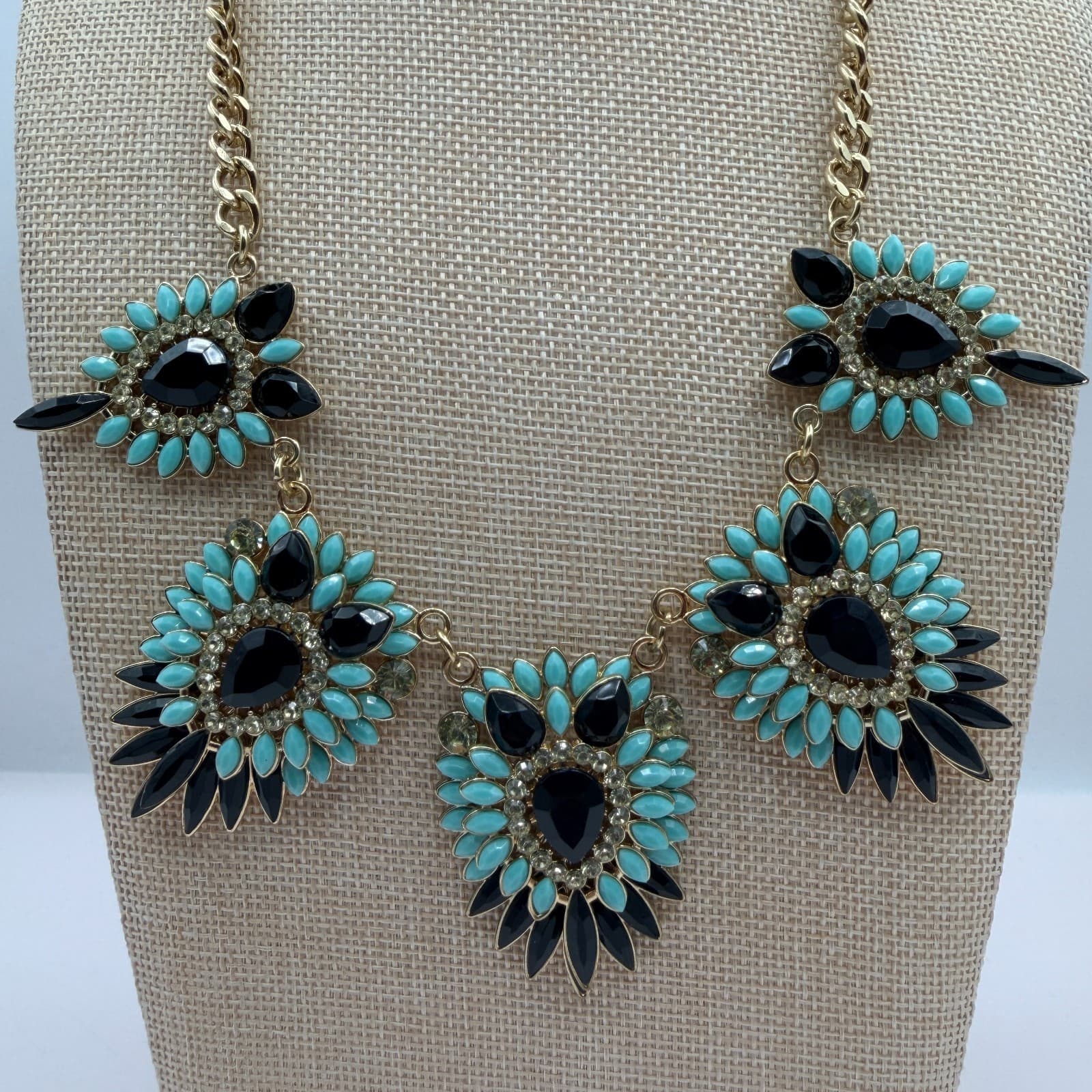 Vintage 90s Gold Tone Bib Necklace Statement Boho Women's Classic Jewelry - Thumbnail 7