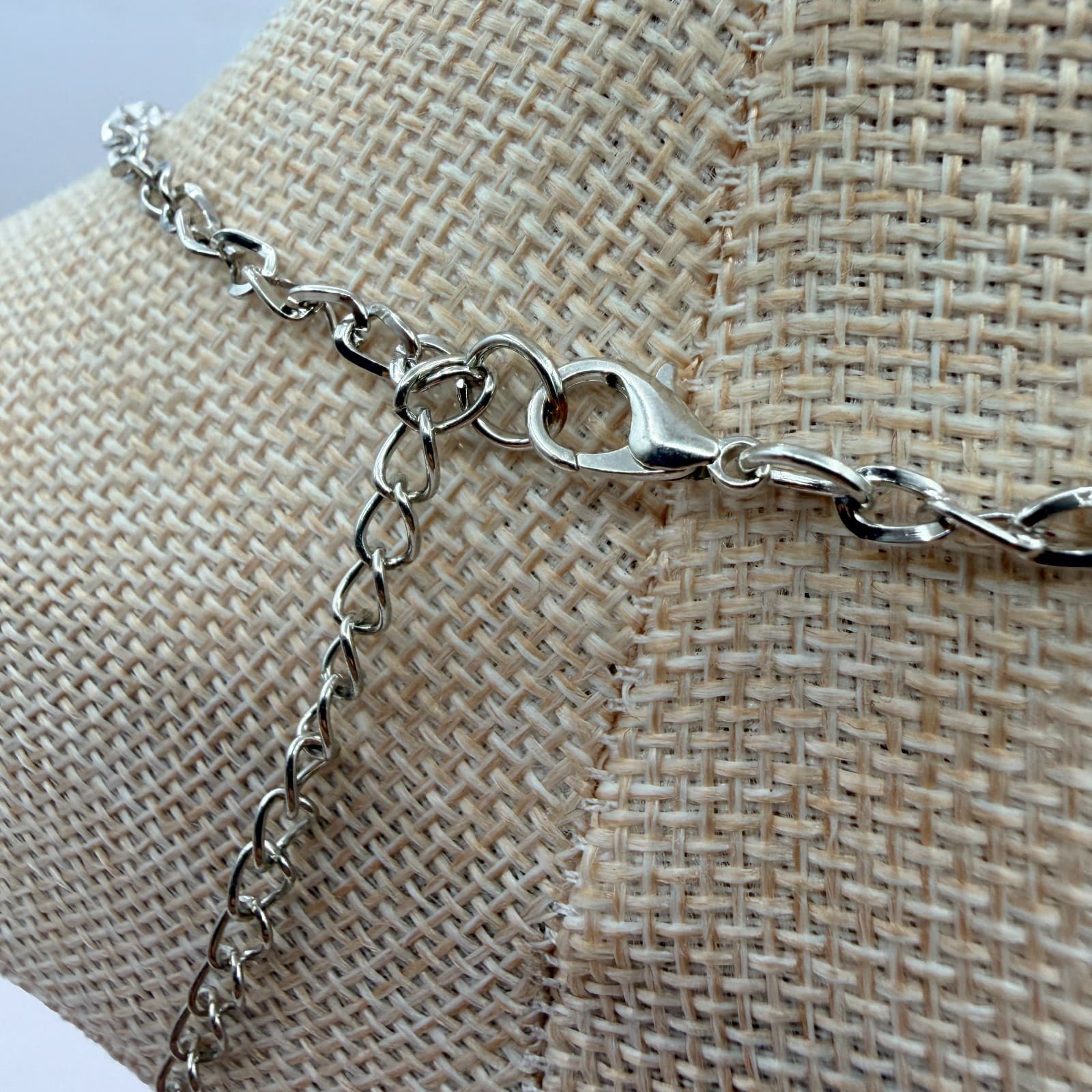 Vintage 90s Silver Tone Rhinestone Bib Necklace Statement Women's Jewelry - Thumbnail 7