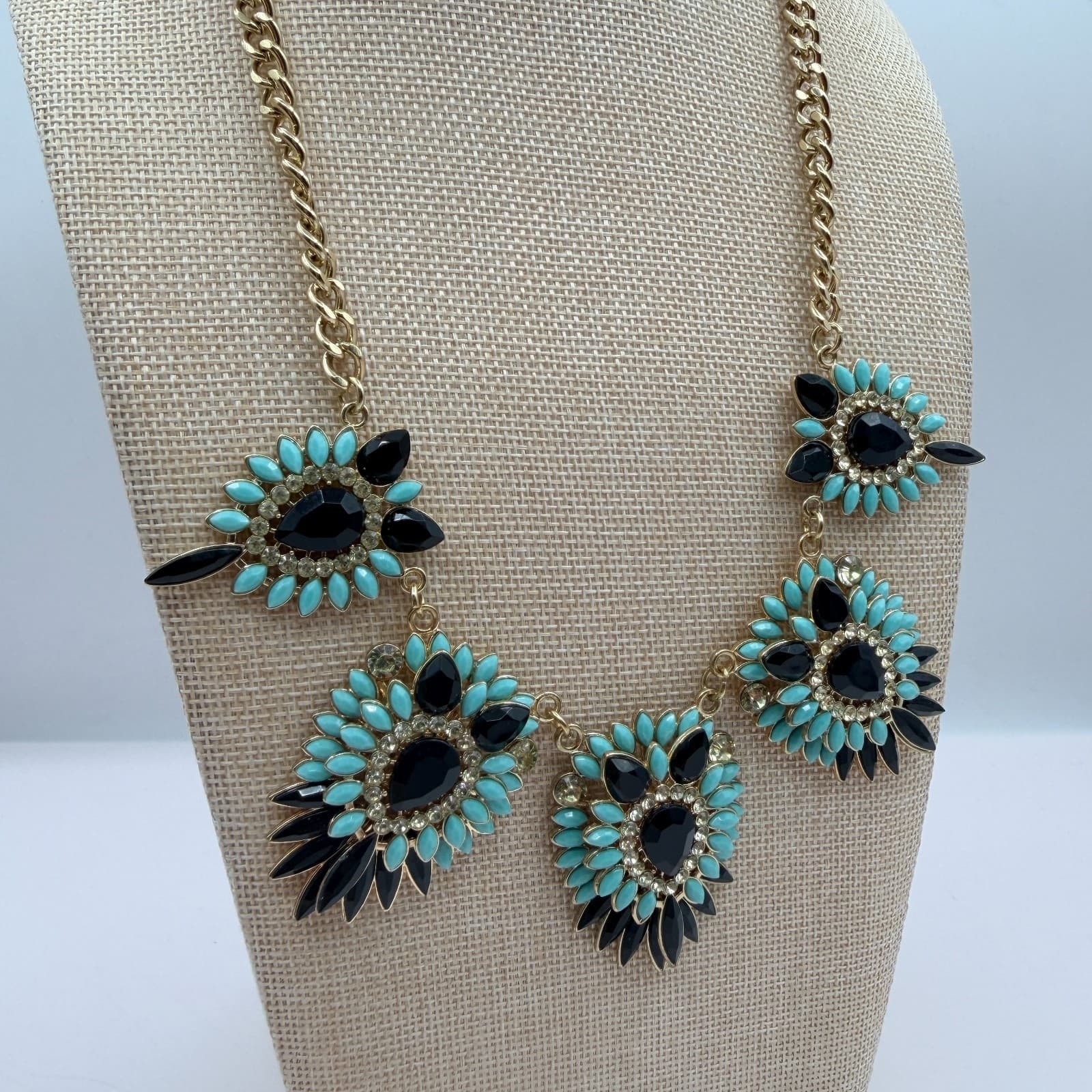 Vintage 90s Gold Tone Bib Necklace Statement Boho Women's Classic Jewelry - Thumbnail 5