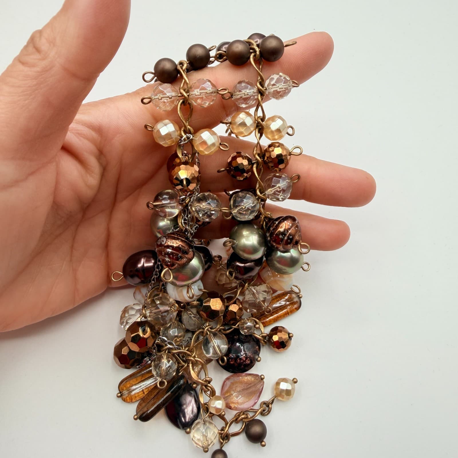 Vintage Y2K Chico's Gold Tone Beaded Statement Necklace Women's Classic Jewelry - Thumbnail 13