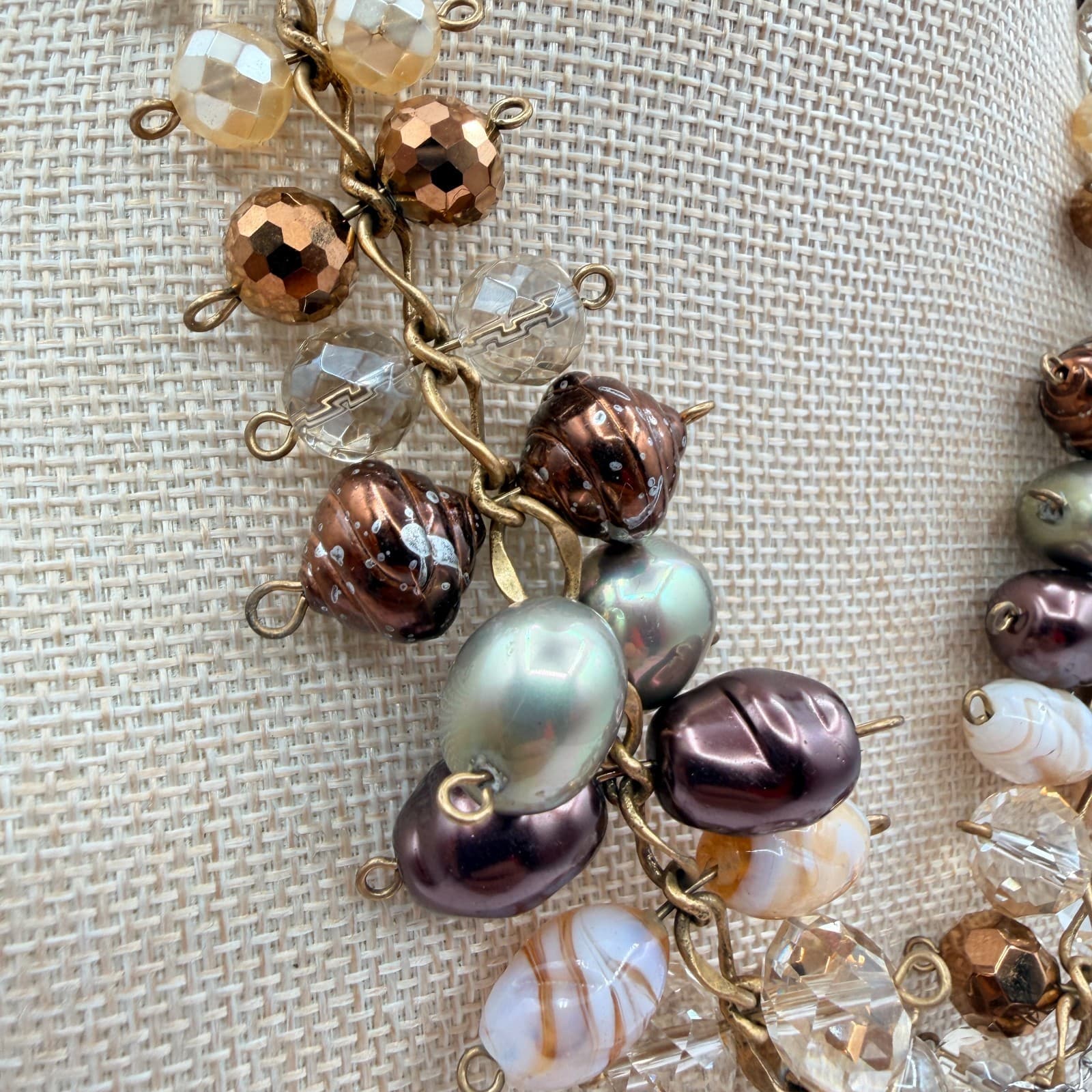 Vintage Y2K Chico's Gold Tone Beaded Statement Necklace Women's Classic Jewelry - Thumbnail 8