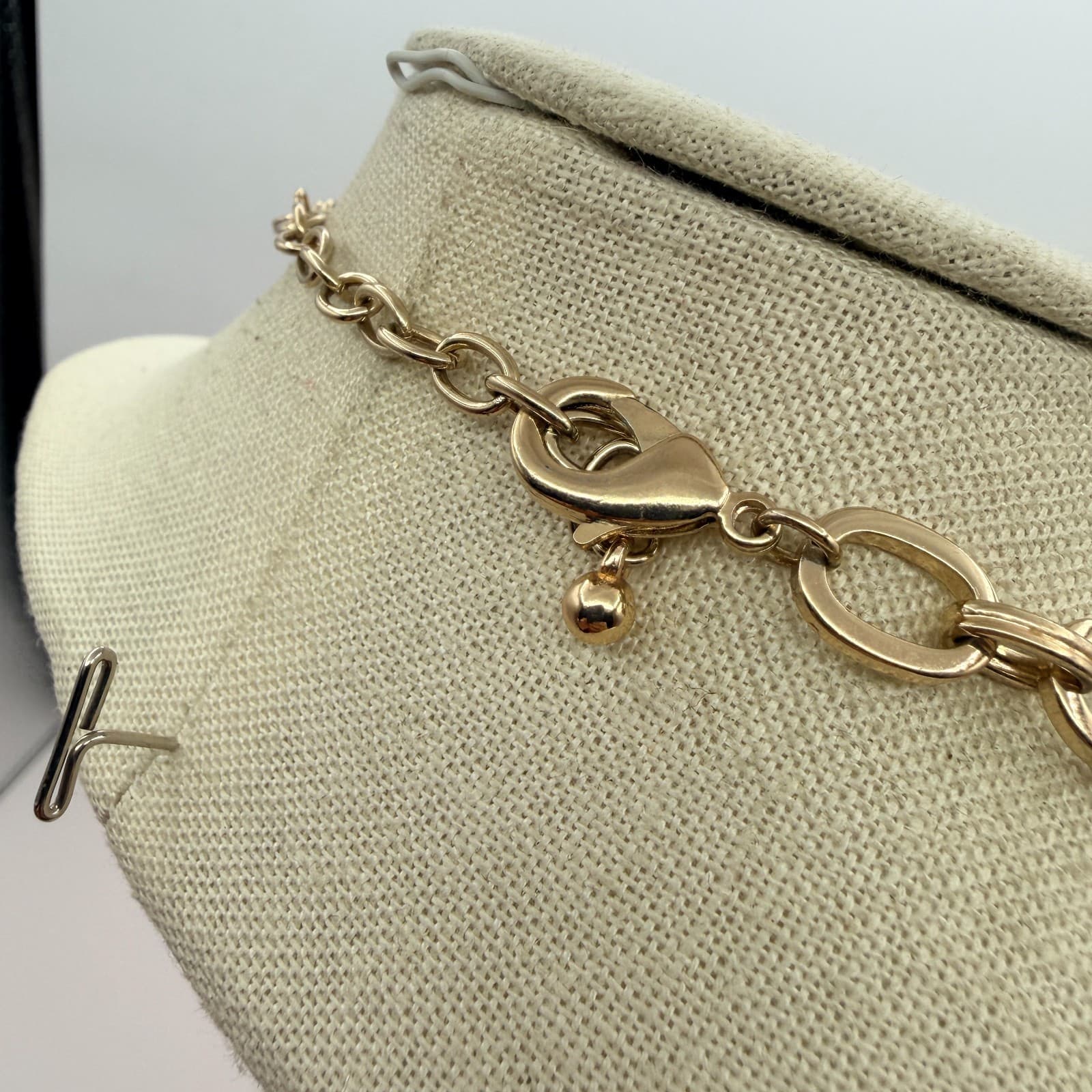 Vintage Y2K Gold Tone Statement Necklace Aqua Orange Navy Cabochons Jewelry - Thumbnail 5