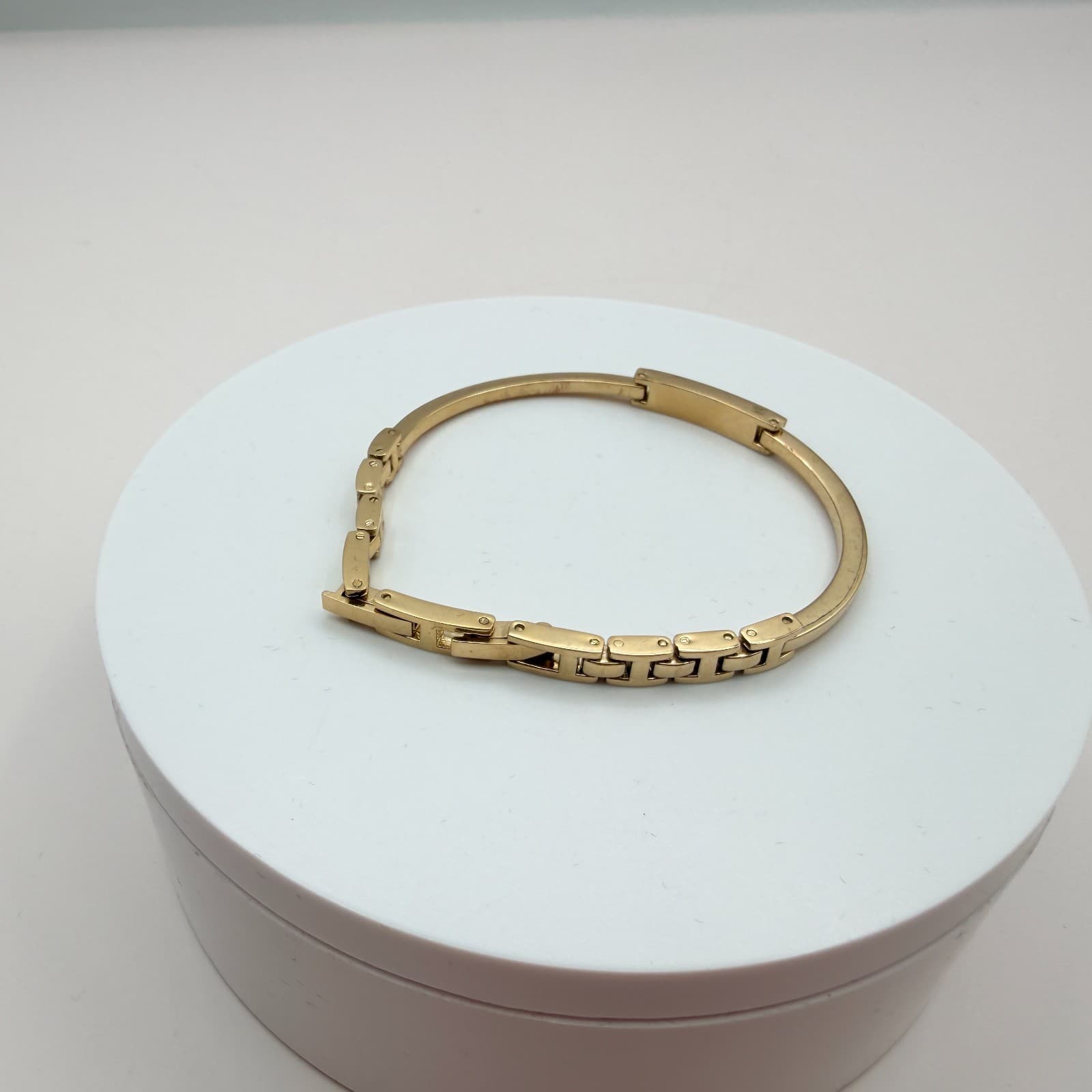 Vintage 80s Gold Tone Textured Spiral Knot Hinged Bangle Bracelet Boho Jewelry - Thumbnail 6