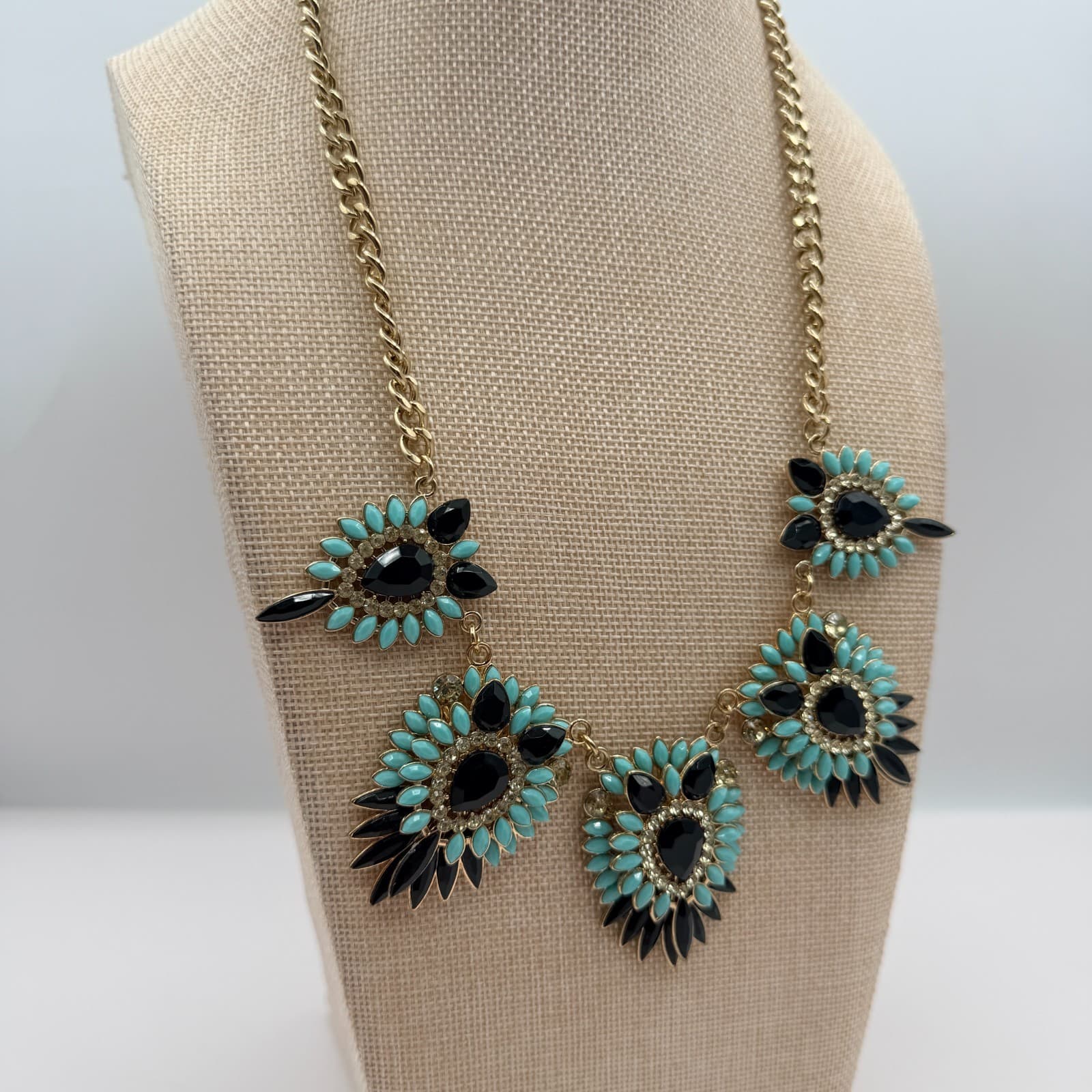 Vintage 90s Gold Tone Bib Necklace Statement Boho Women's Classic Jewelry - Thumbnail 6