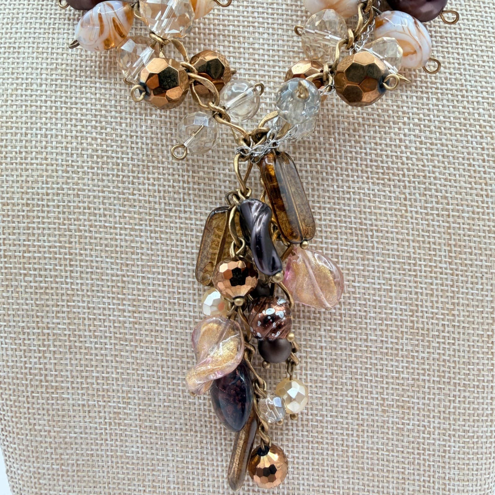 Vintage Y2K Chico's Gold Tone Beaded Statement Necklace Women's Classic Jewelry - Thumbnail 3