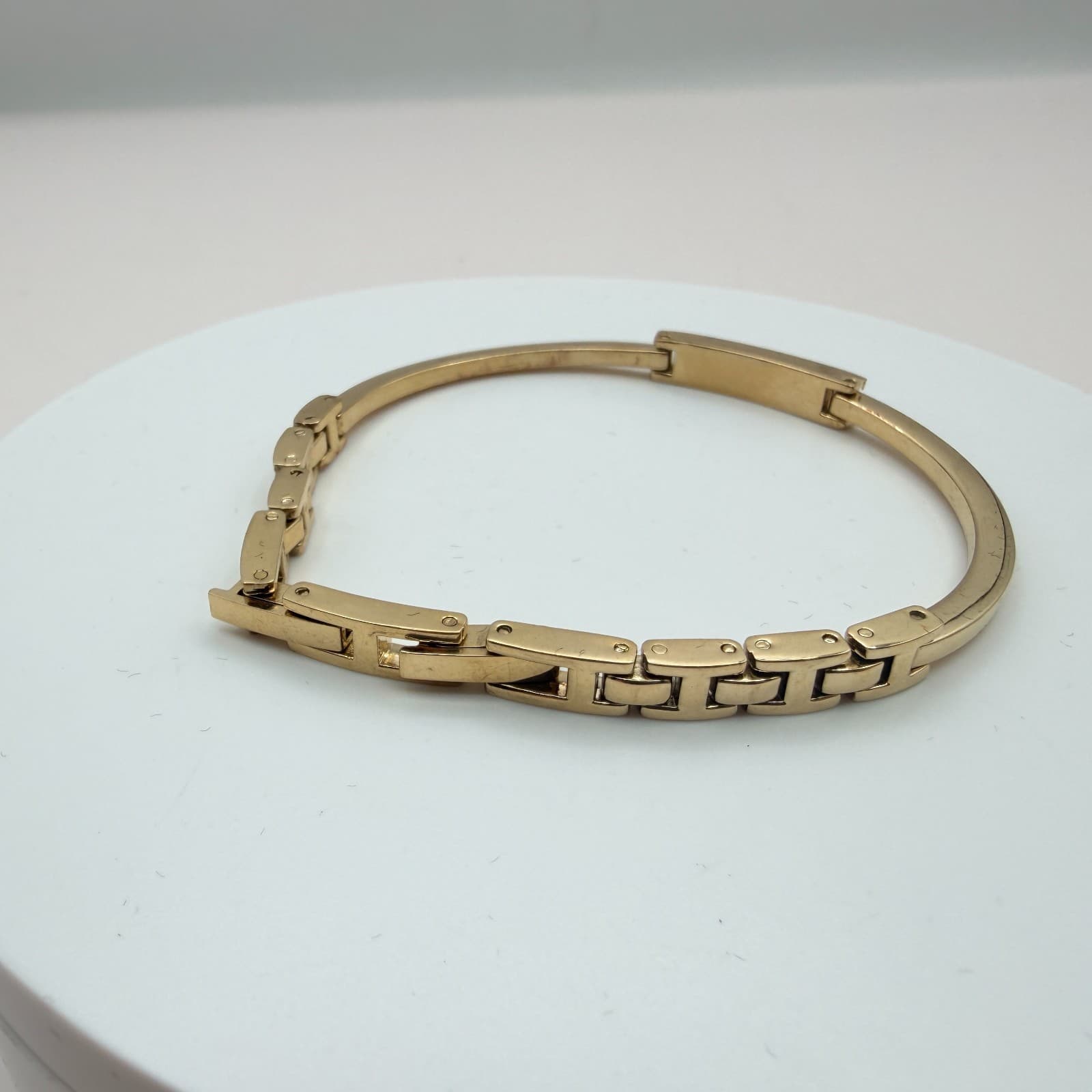 Vintage 80s Gold Tone Textured Spiral Knot Hinged Bangle Bracelet Boho Jewelry - Thumbnail 8