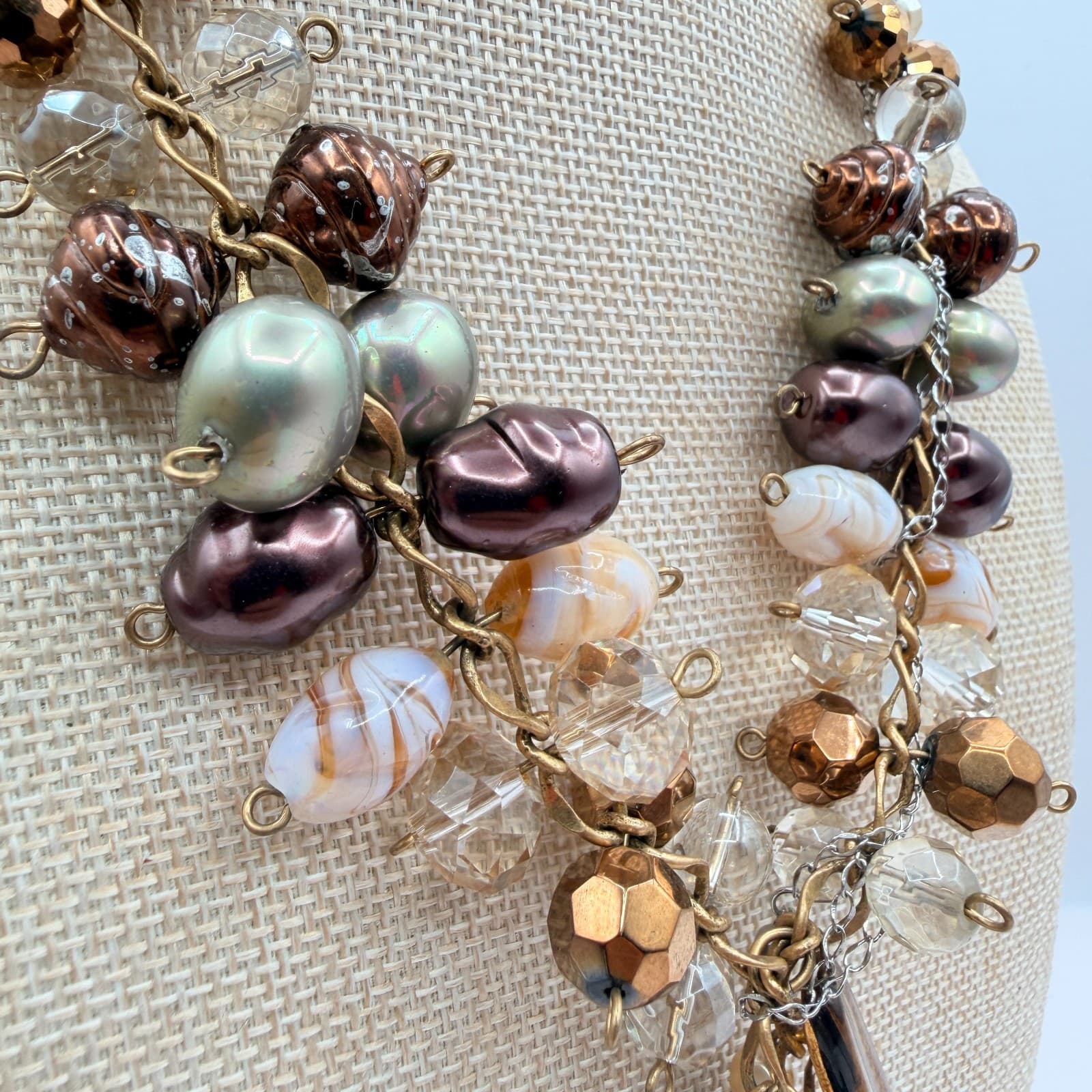 Vintage Y2K Chico's Gold Tone Beaded Statement Necklace Women's Classic Jewelry - Thumbnail 6