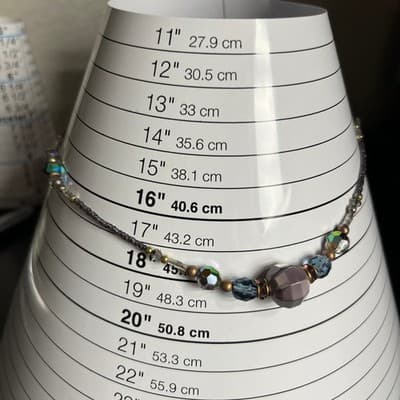 VTG Multicolor Beaded Statement Necklace Purple Blue Faceted Beads Chunky Center - Thumbnail 8