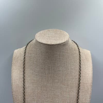 Vintage Y2K Silver Tone Heart Pendant Necklace Earrings Set Glass Bead Dangle - Thumbnail 3