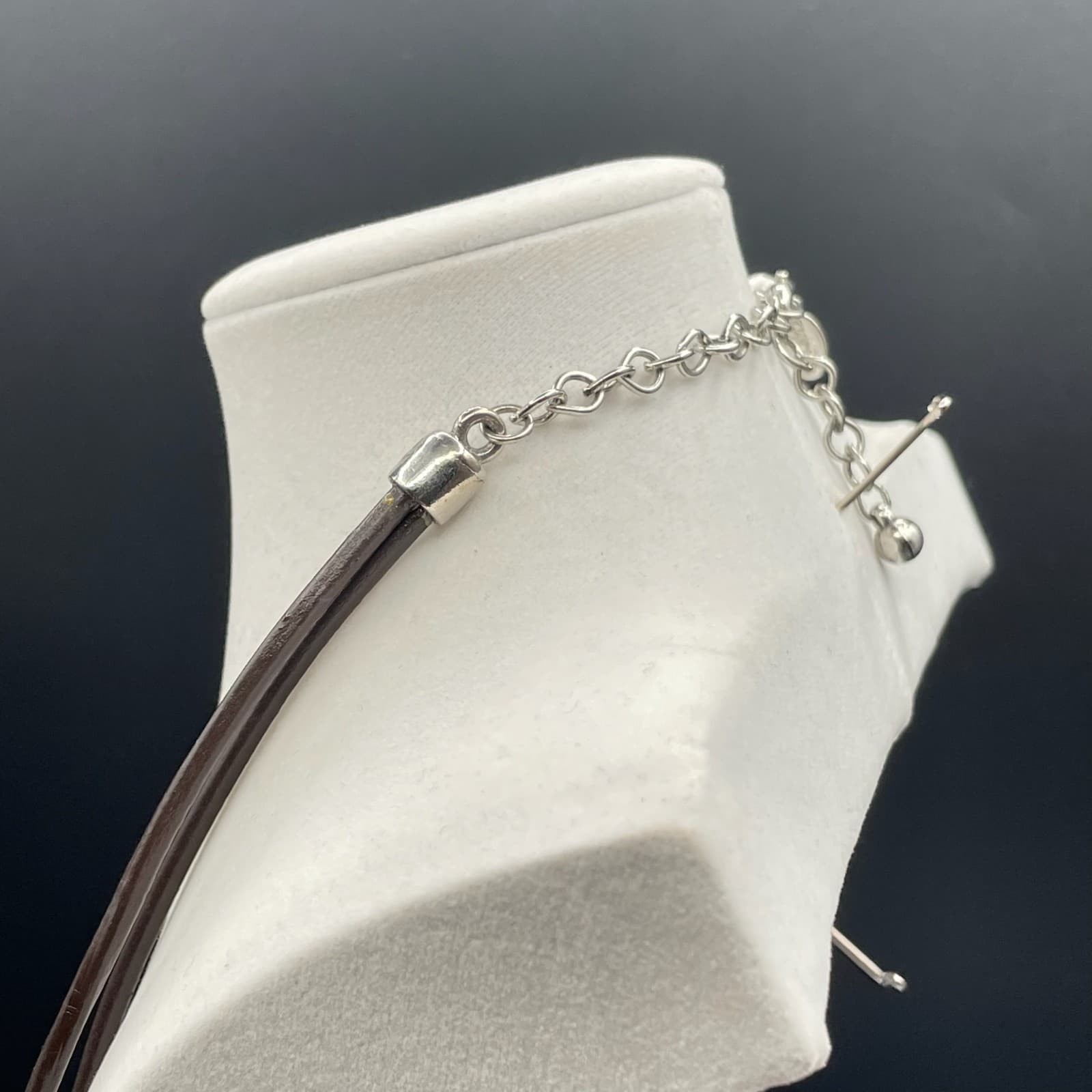 Vintage Chicos Womens Black Double Layered Cylindrical Fashion Necklace - Thumbnail 4