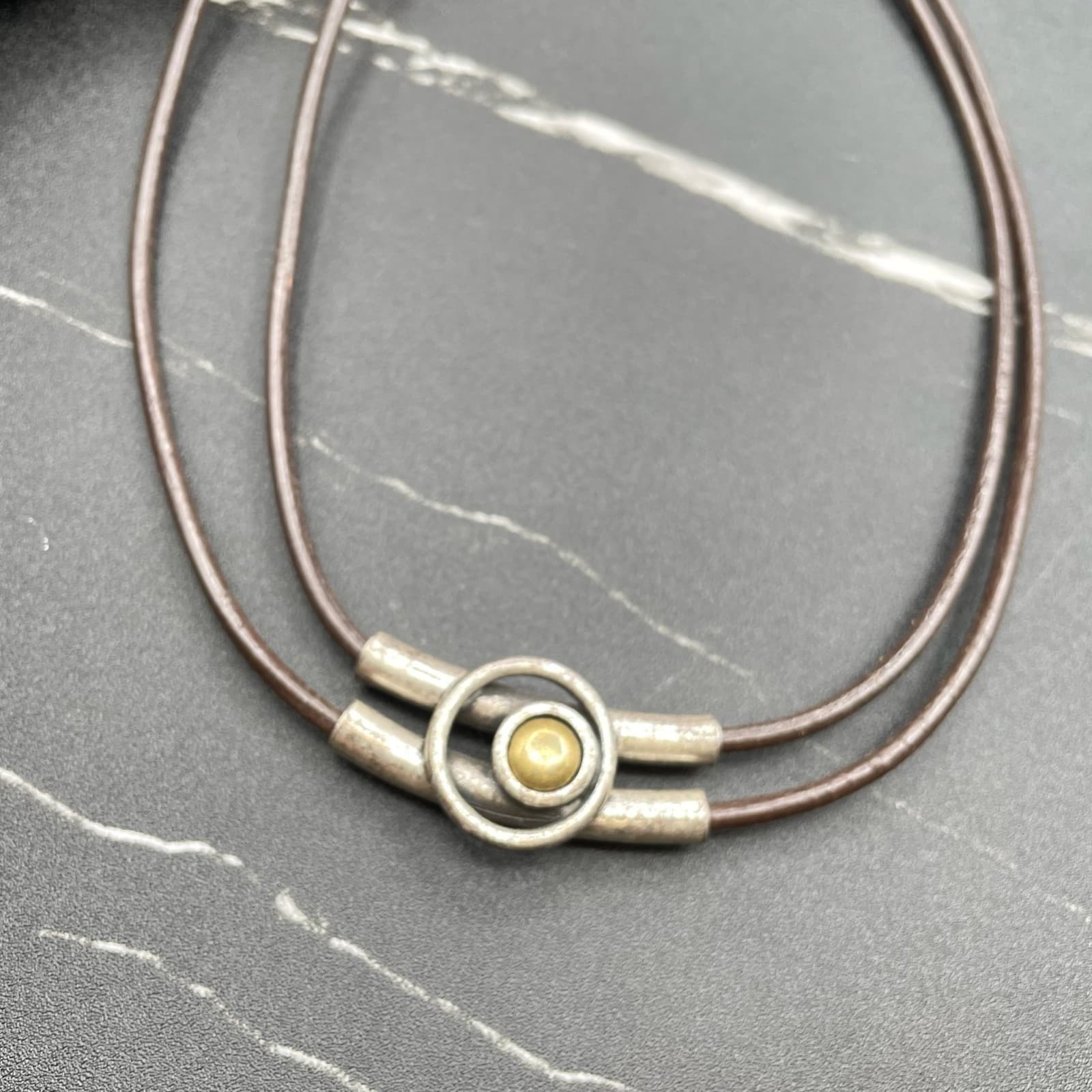 Vintage Chicos Womens Black Double Layered Cylindrical Fashion Necklace - Thumbnail 10