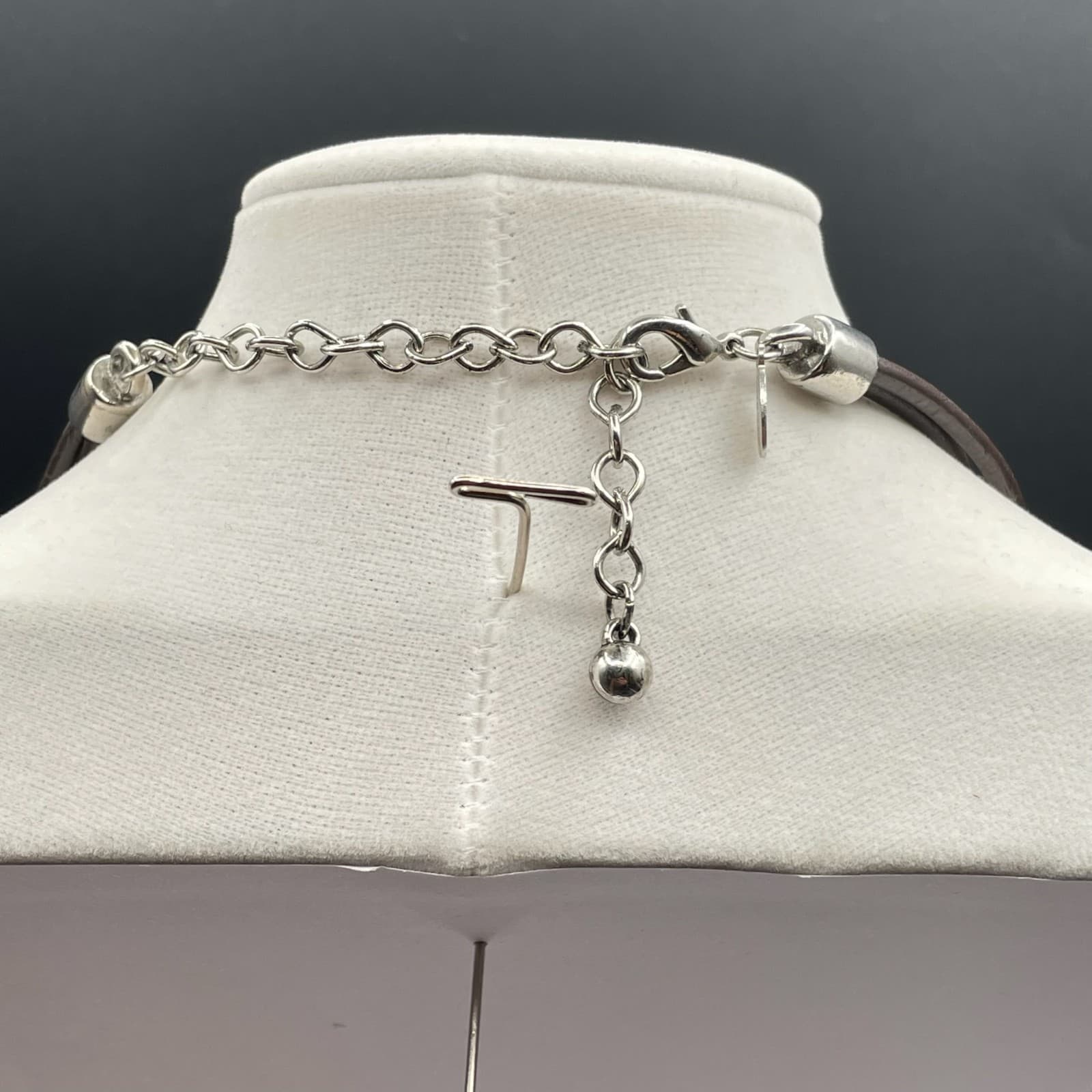 Vintage Chicos Womens Black Double Layered Cylindrical Fashion Necklace - Thumbnail 5