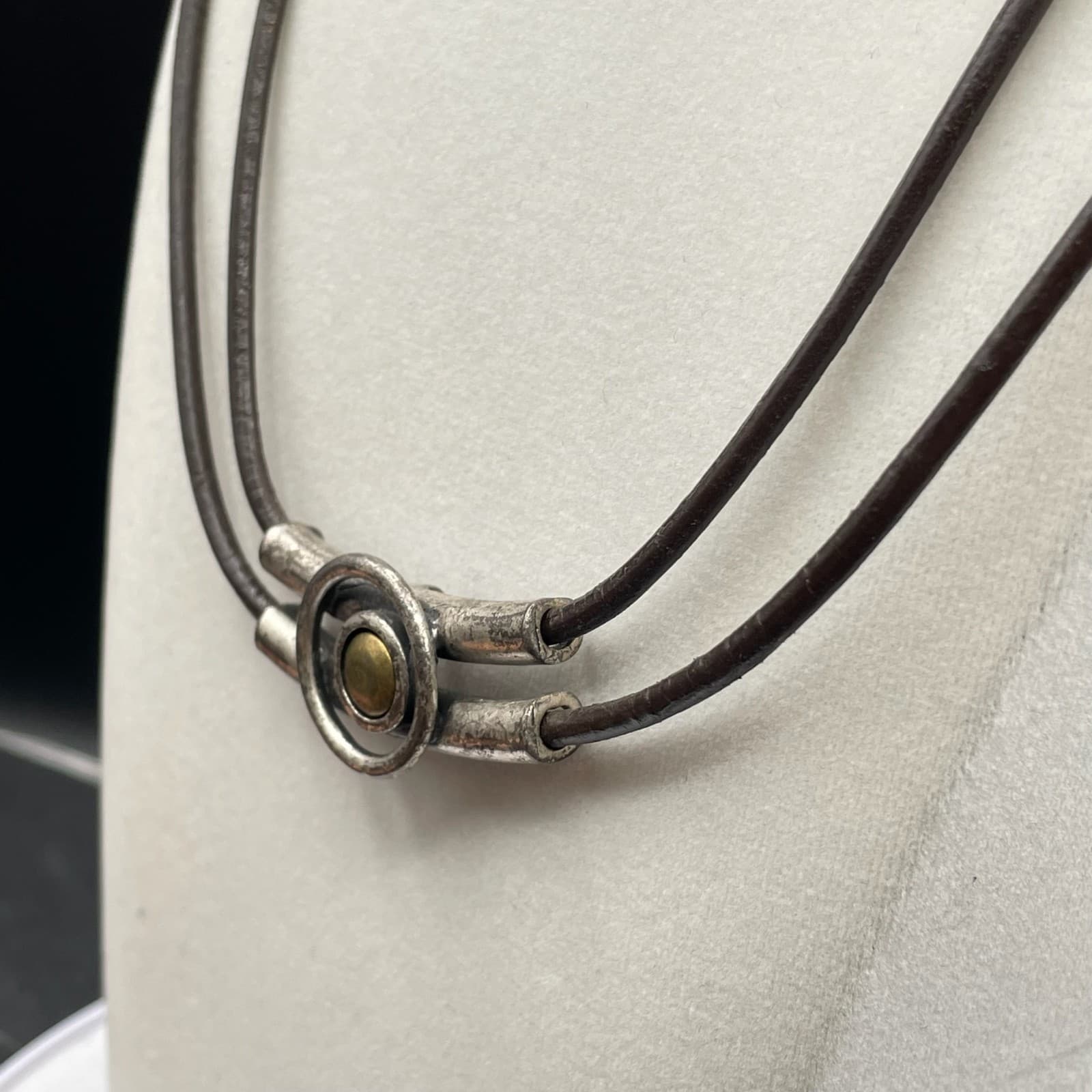 Vintage Chicos Womens Black Double Layered Cylindrical Fashion Necklace - Thumbnail 13