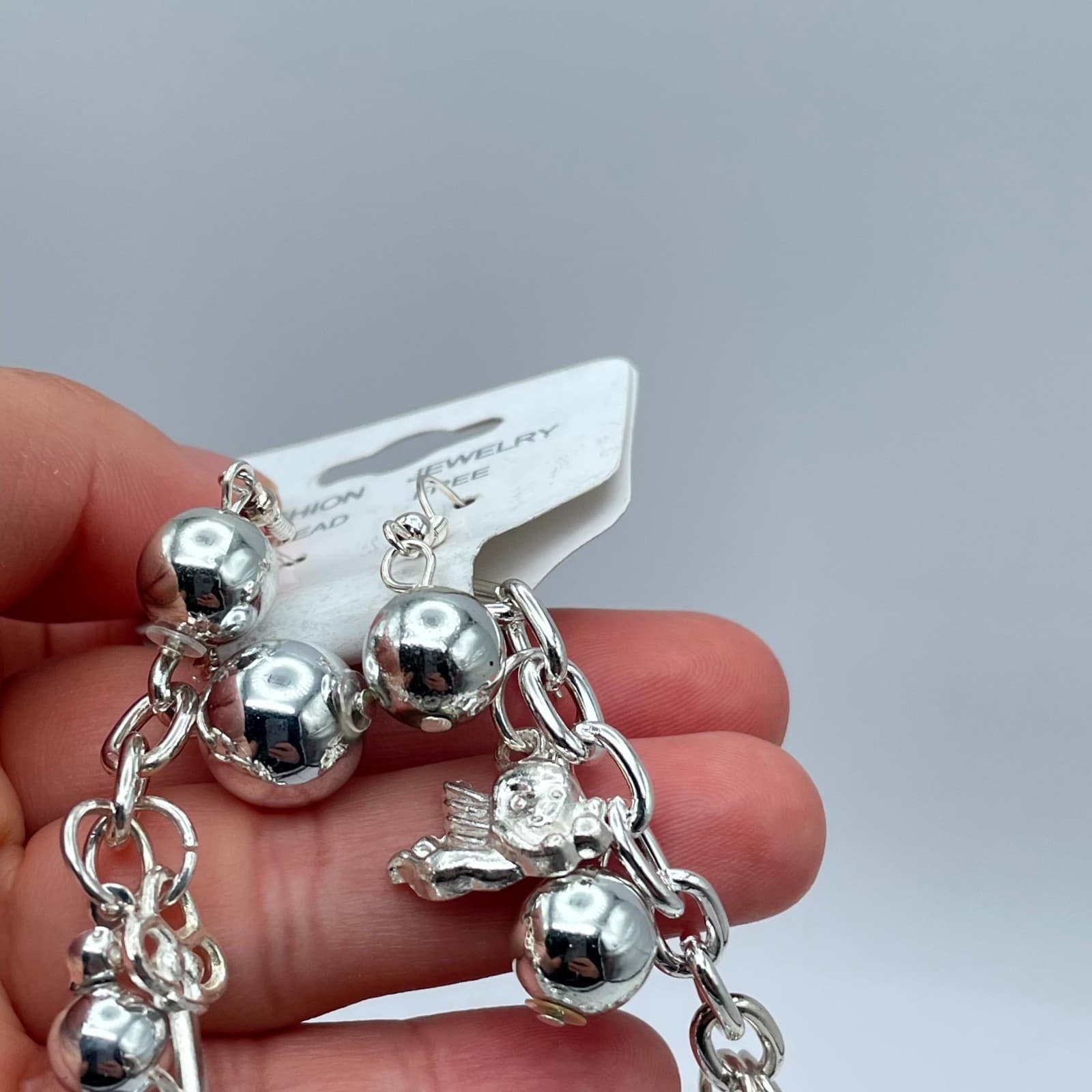Y2K Circa 2010s Silver-Tone Key Bear Lock Charm Bracelet & Dangle Earrings Set - Thumbnail 8