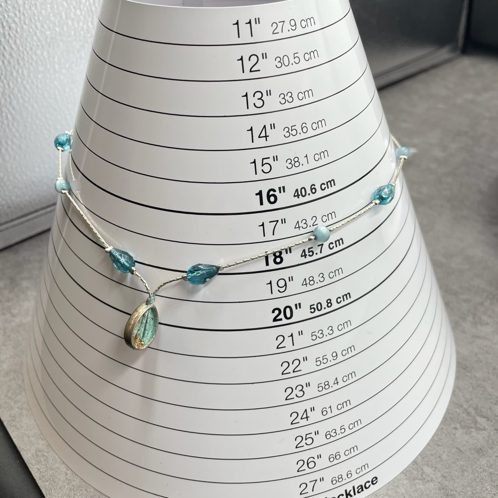 Vintage Contemporary Silver-Tone Cord Chain Blue Stone Sparkler Station Pendant - Thumbnail 2