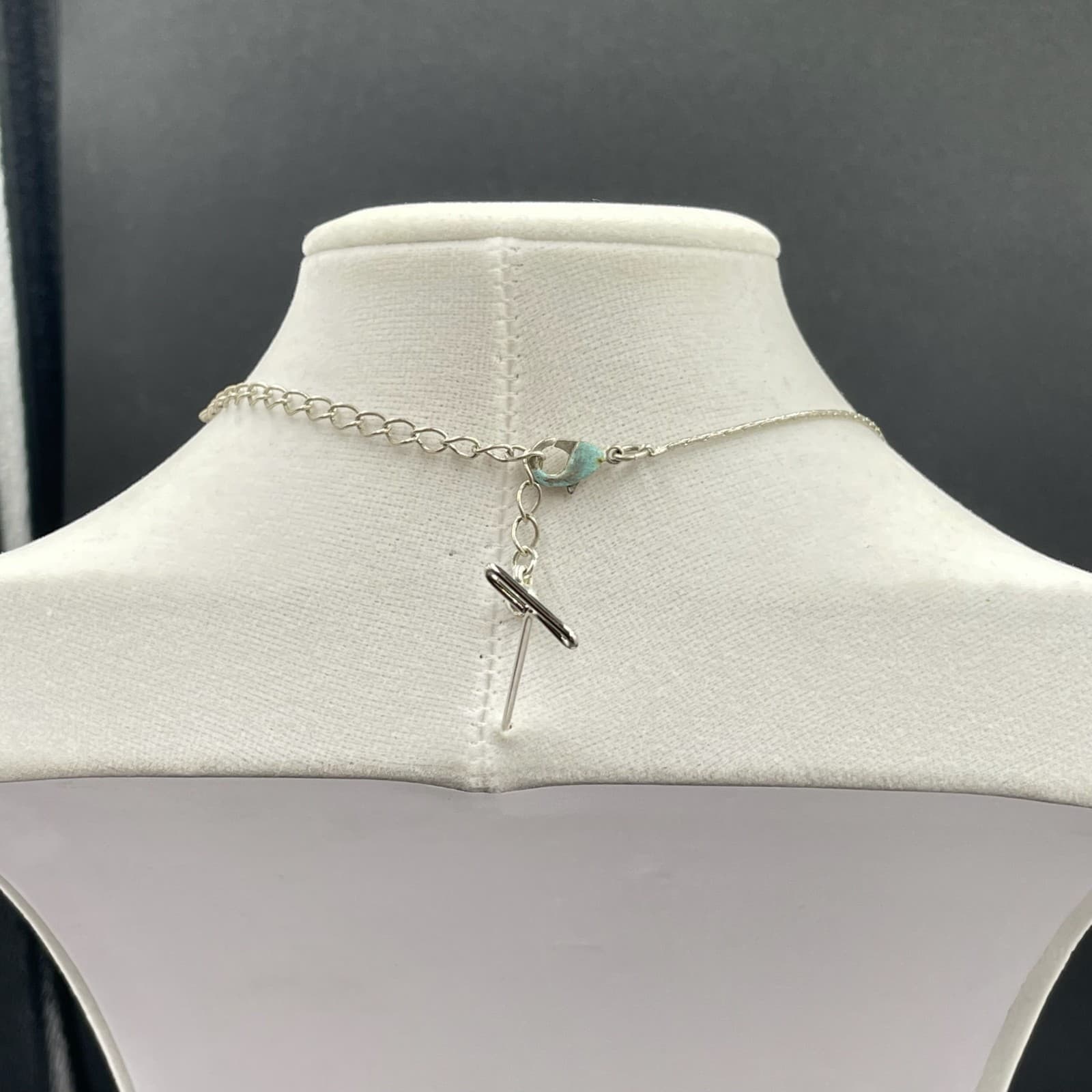 Vintage Contemporary Silver-Tone Cord Chain Blue Stone Sparkler Station Pendant - Thumbnail 11