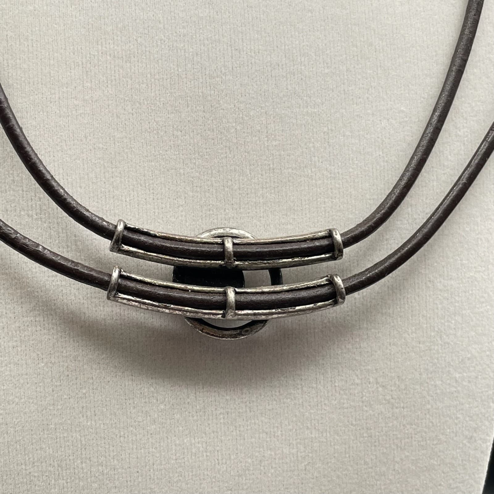 Vintage Chicos Womens Black Double Layered Cylindrical Fashion Necklace - Thumbnail 11