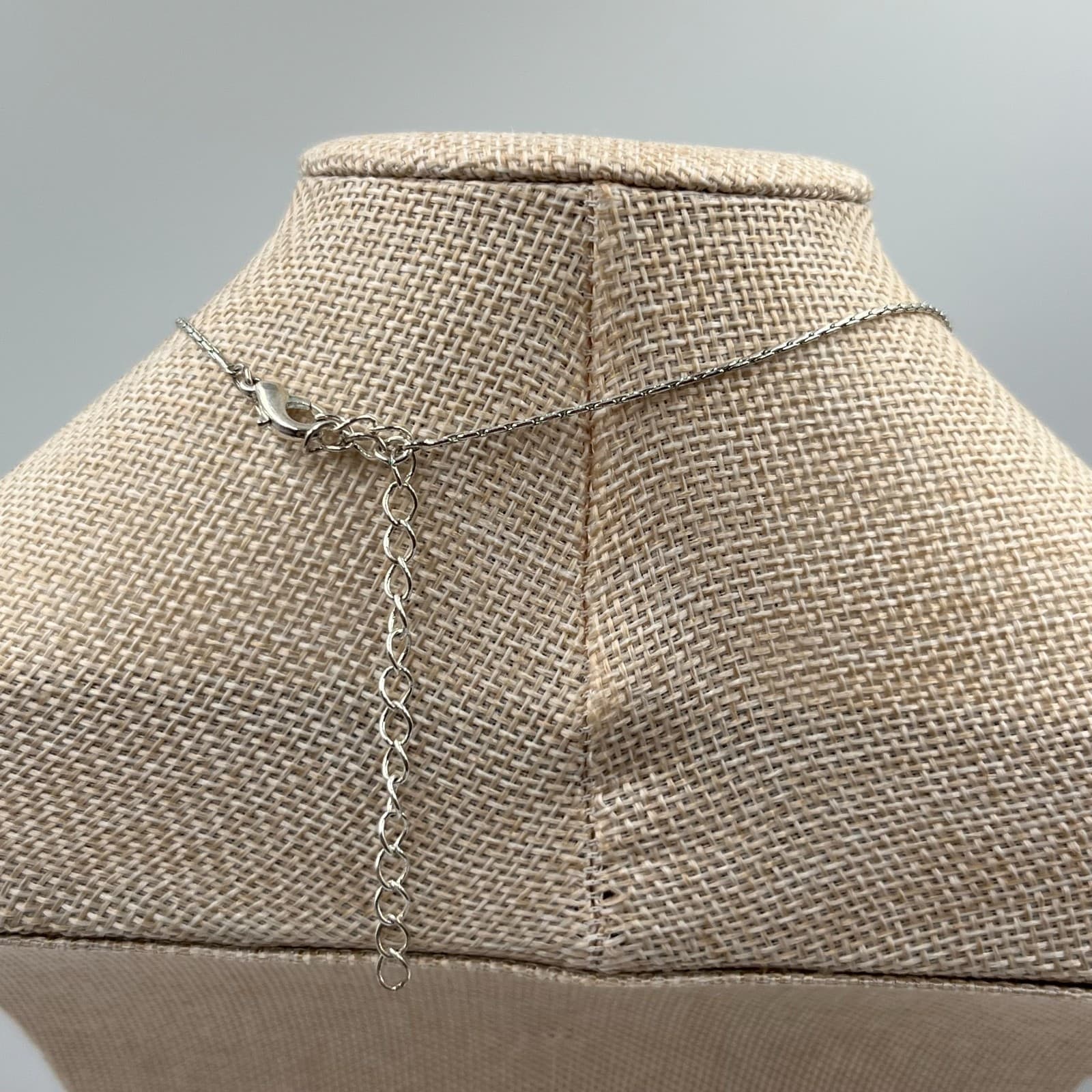 Vintage Bohemian Silver Drop Necklace Brown Faux Stone Geometric Charms 18" - Thumbnail 6