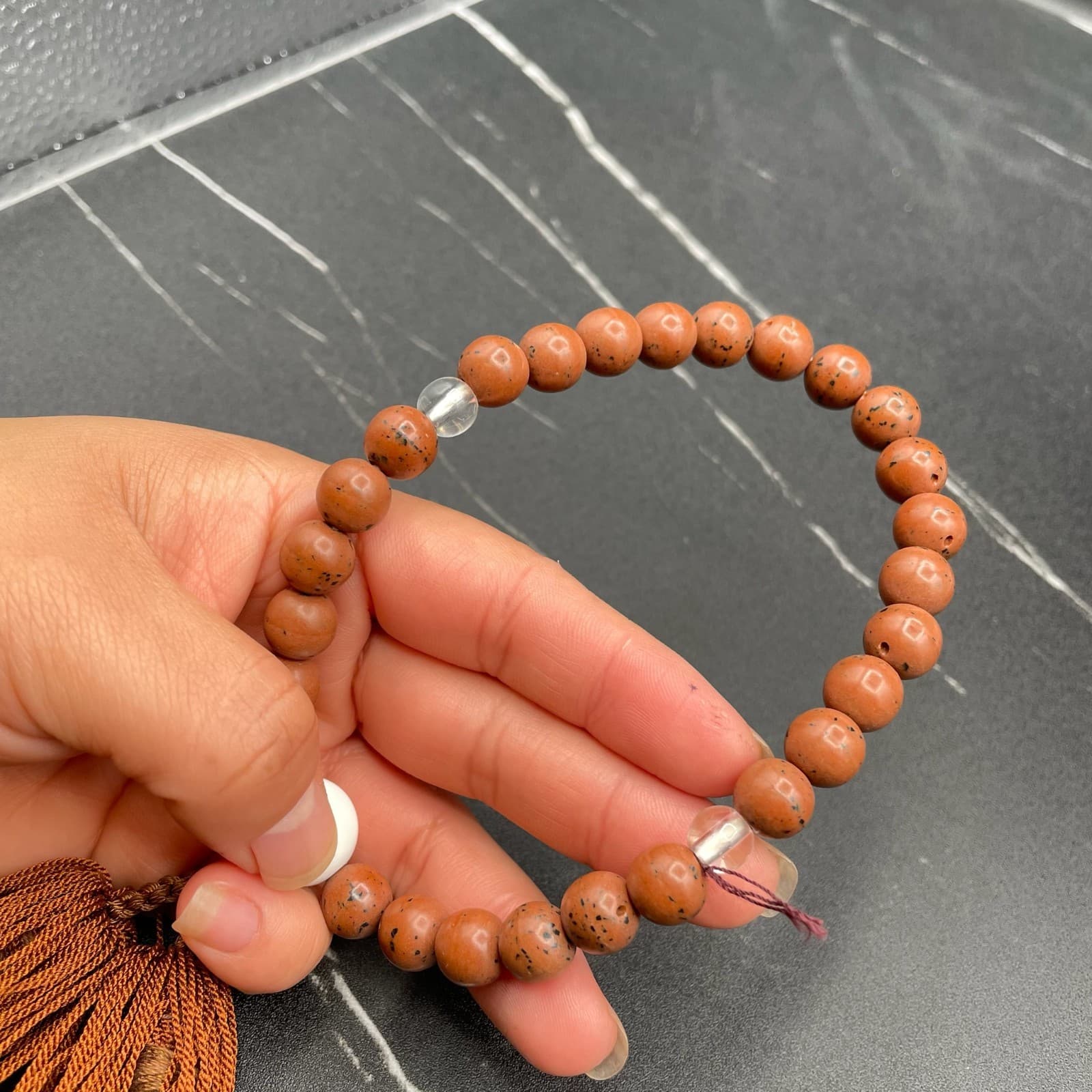 Vintage Unisex Brown Chinaberry Wood Beads 9.5" Long Tassel Prayer Mala - Thumbnail 6
