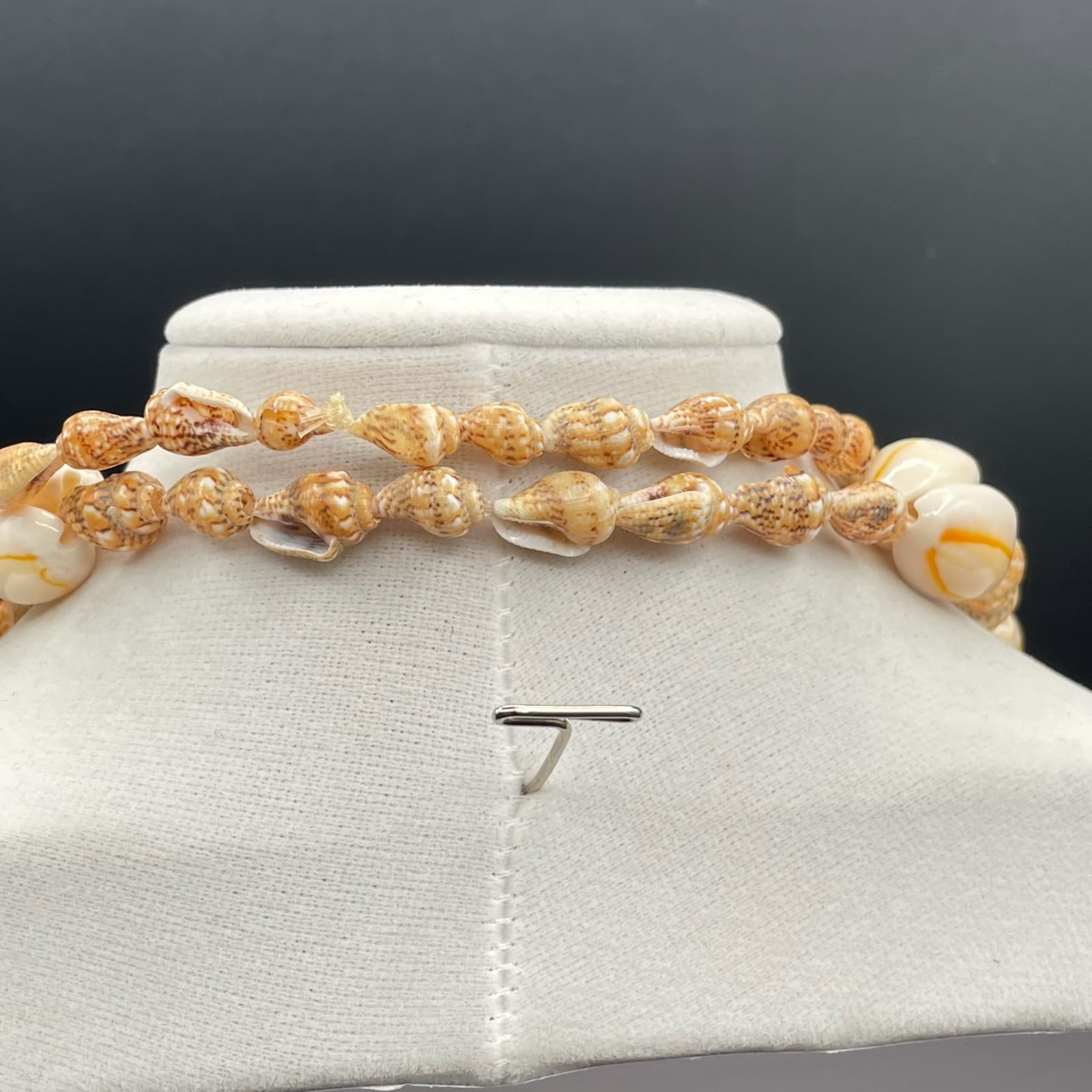 Vintage Handmade Womens Ivory Cowrie Shell 17.5" Long Fashion Necklace - Thumbnail 7