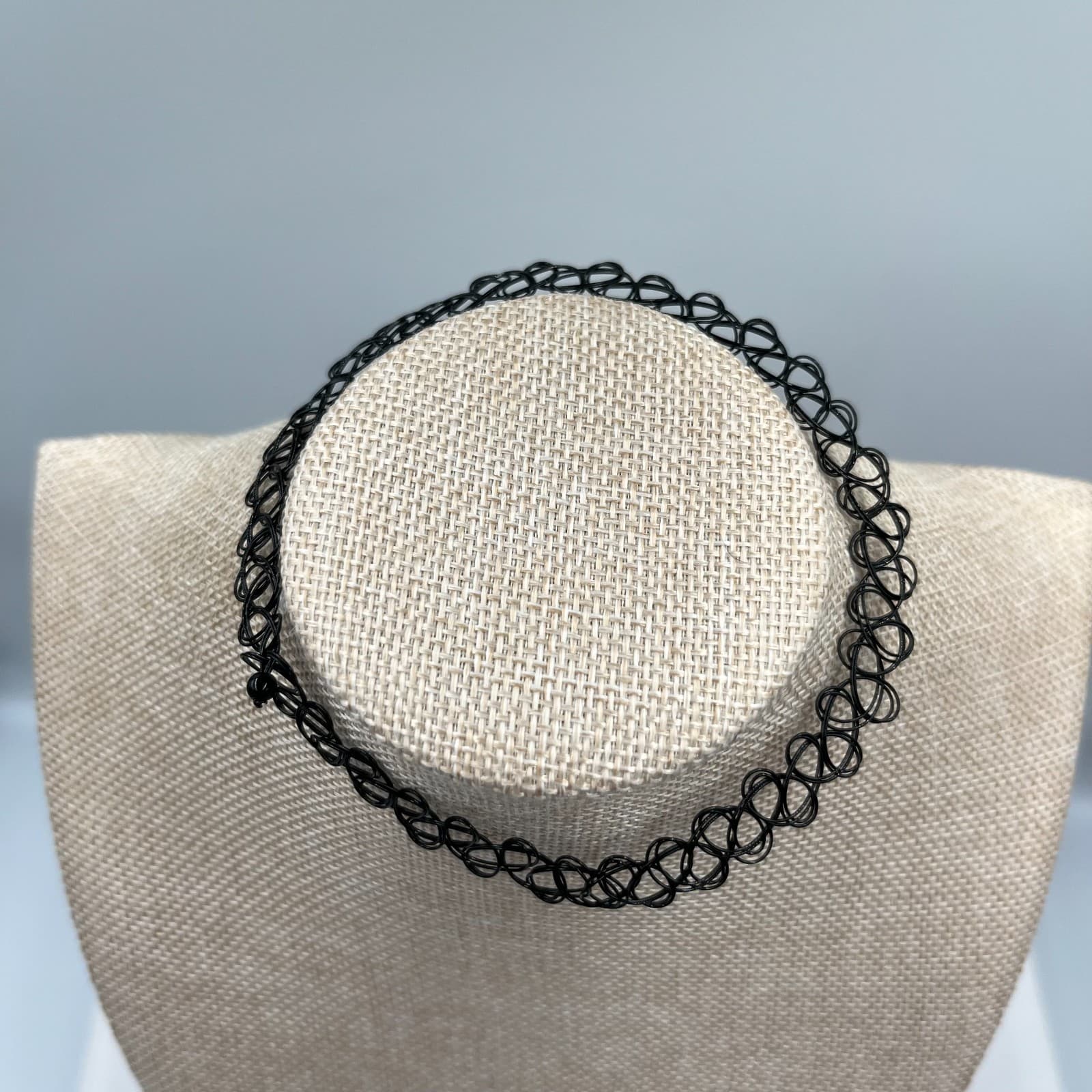 Vintage 90s Black Tattoo Choker Necklace Stretch Elastic Retro Grunge Goth Y2K - Thumbnail 2