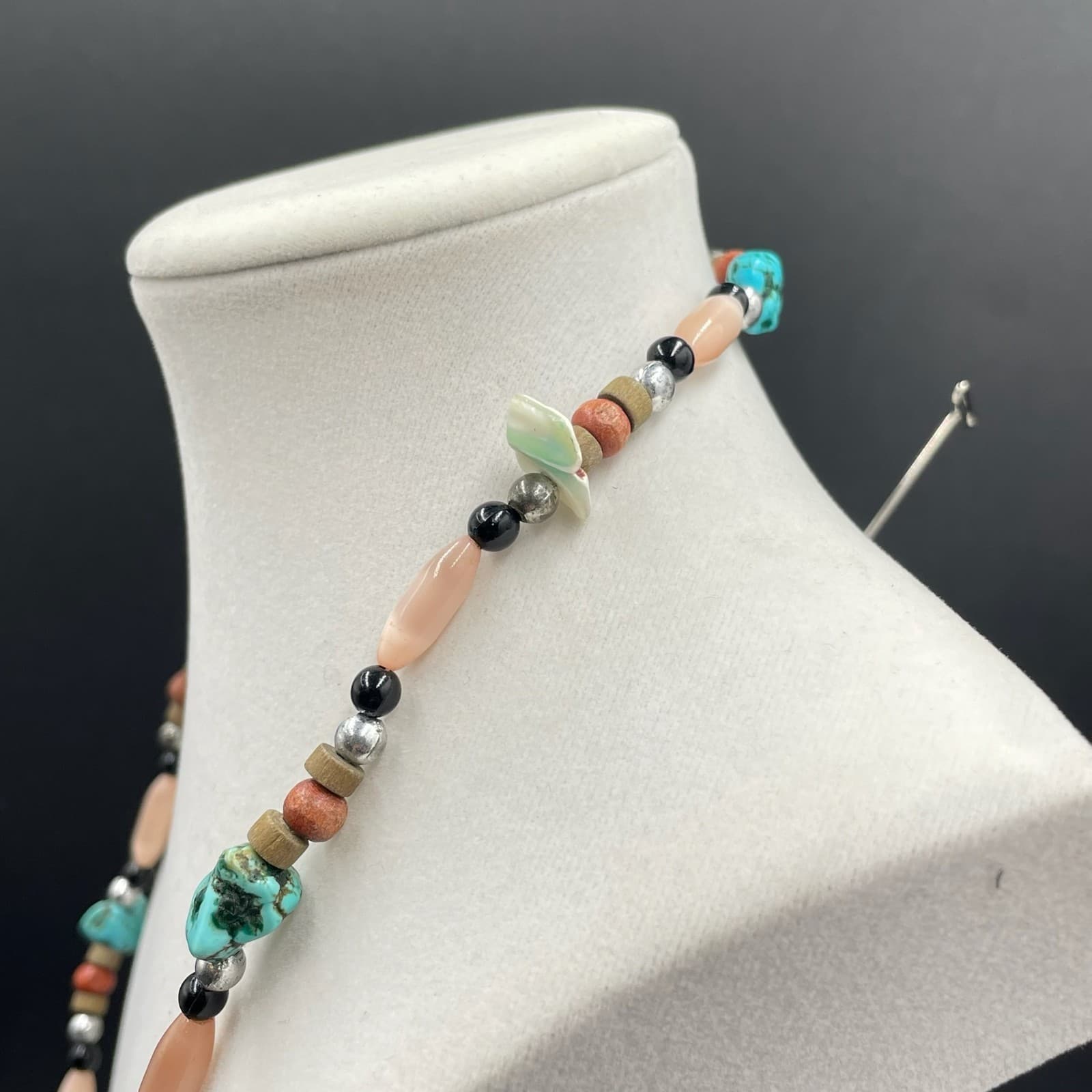 Vintage Multicolor Fashion Turquoise Multi-Stone Beaded Statement Necklace - Thumbnail 9