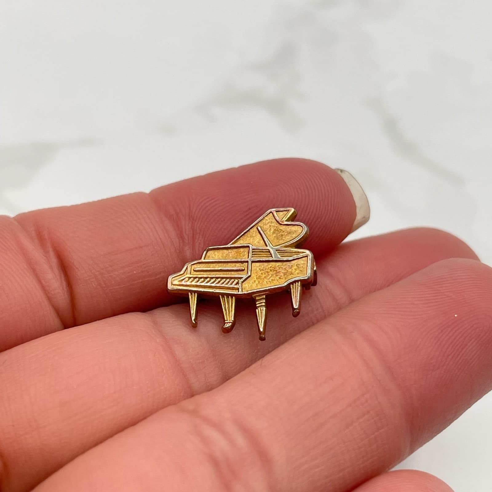 Vintage Grand Piano Brooch Pin Gold Tone Music Instrument Novelty Mini Lapel - Thumbnail 4