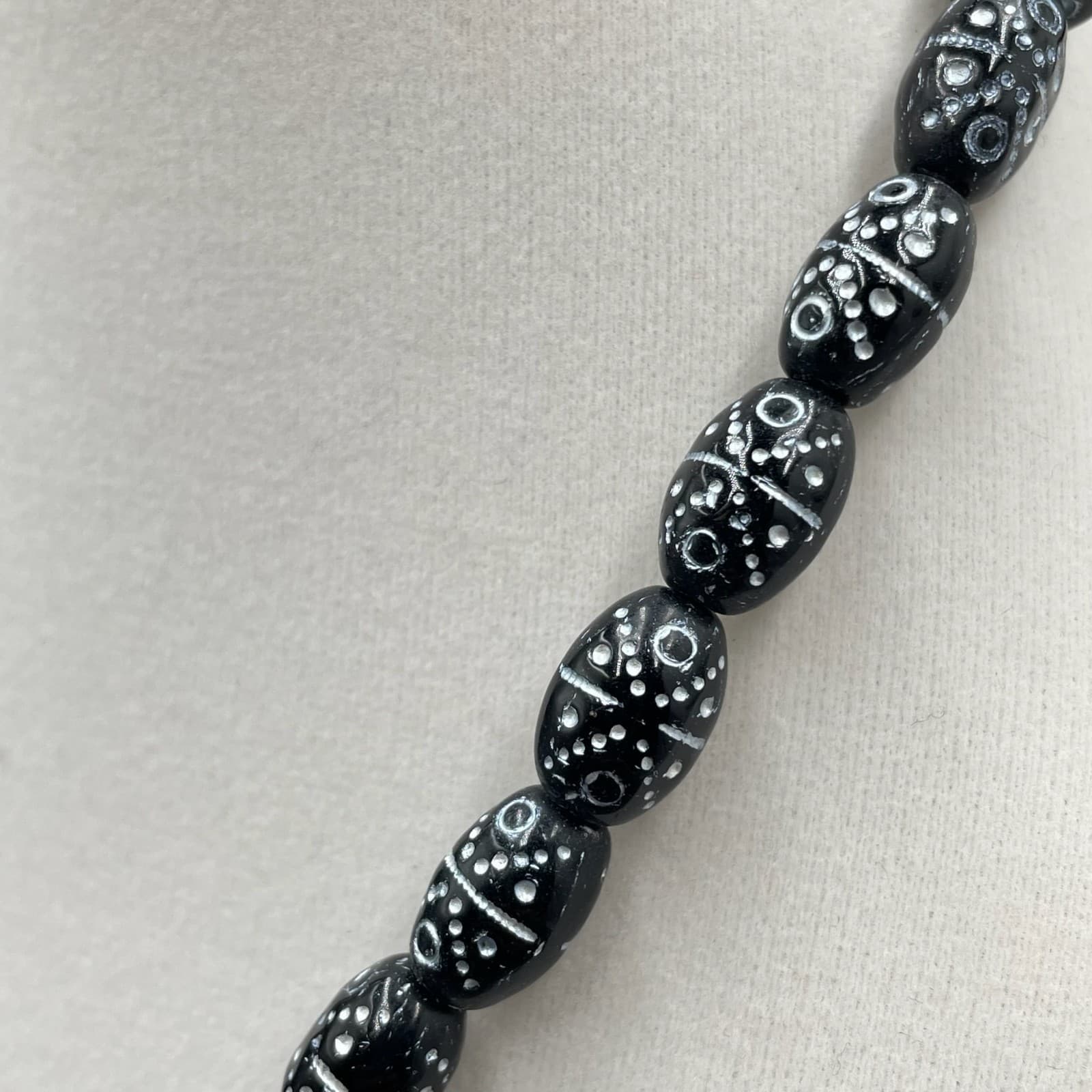 Vintage Black White Mina Micro Zircon Traditional Praying Beads - Size 27" - Thumbnail 8