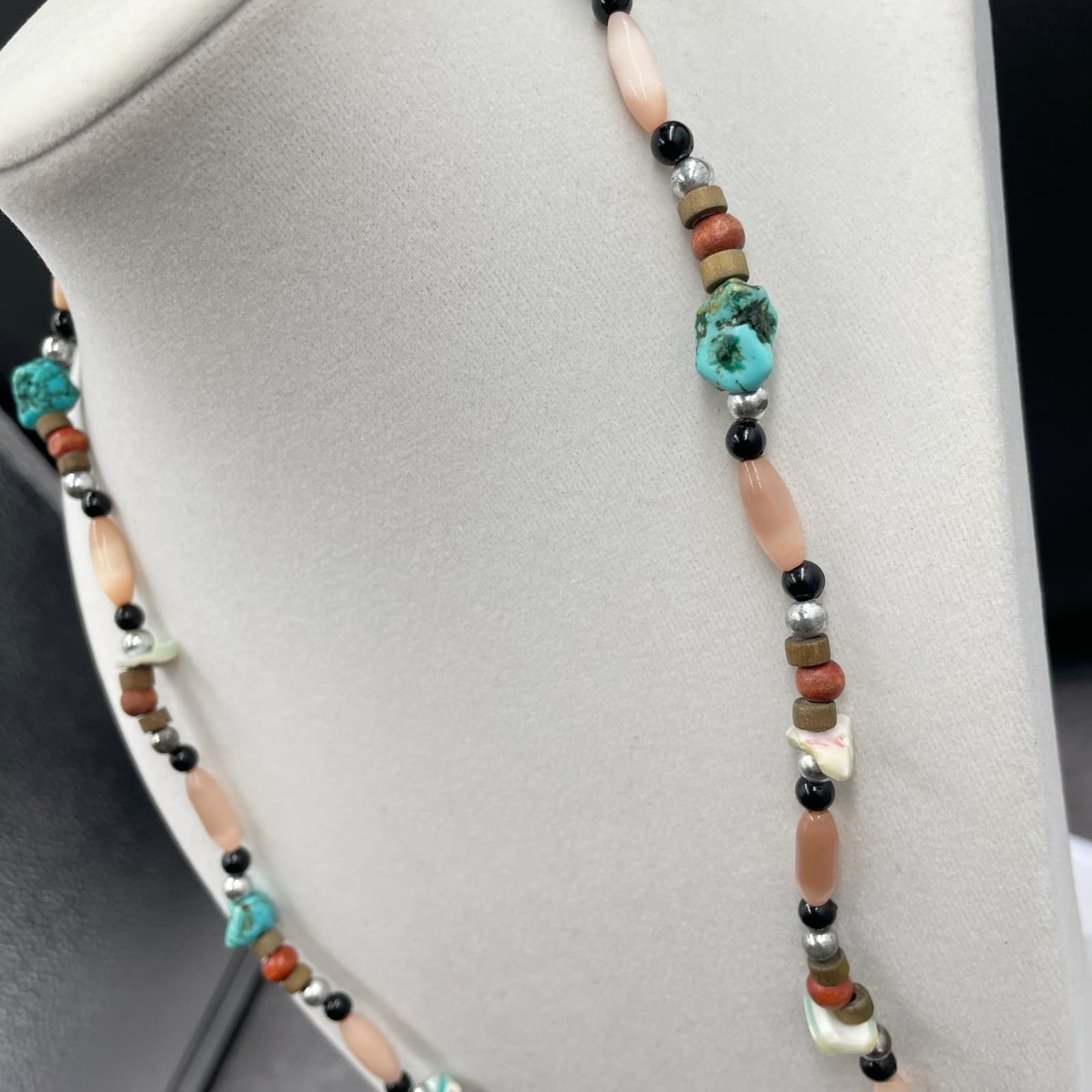 Vintage Multicolor Fashion Turquoise Multi-Stone Beaded Statement Necklace - Thumbnail 7
