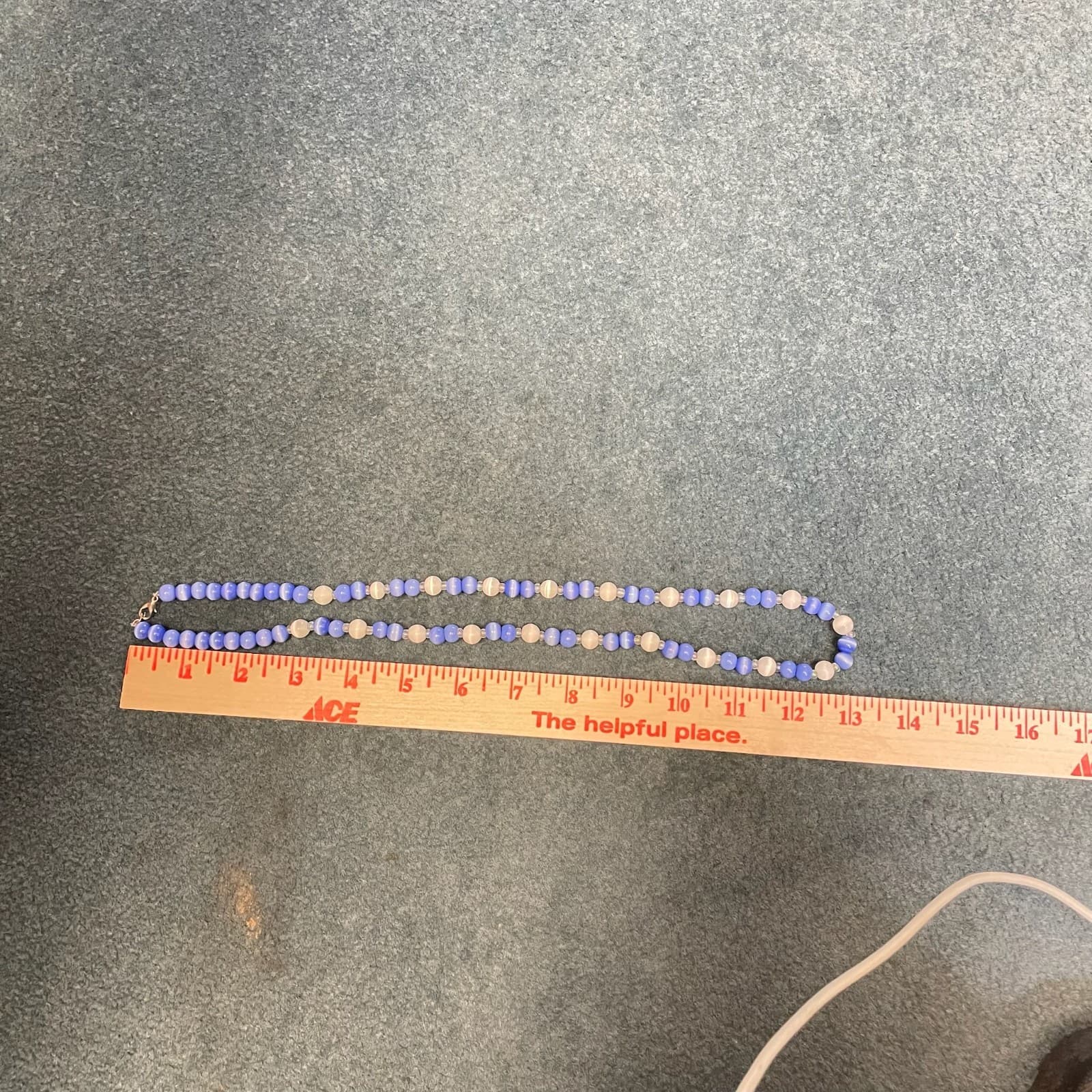 Vintage Handmade Womens Blue White Natural Stone 13" Long Fashion Necklace - Thumbnail 2