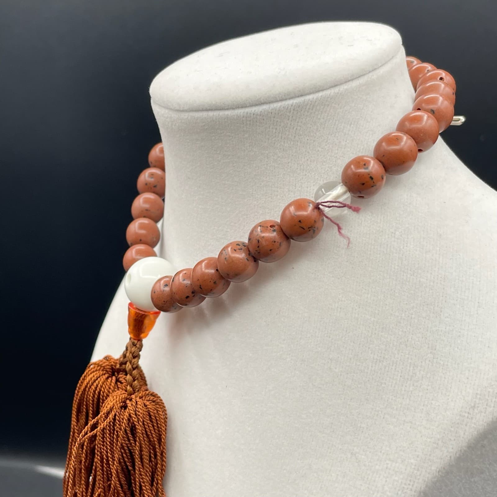 Vintage Unisex Brown Chinaberry Wood Beads 9.5" Long Tassel Prayer Mala - Thumbnail 12
