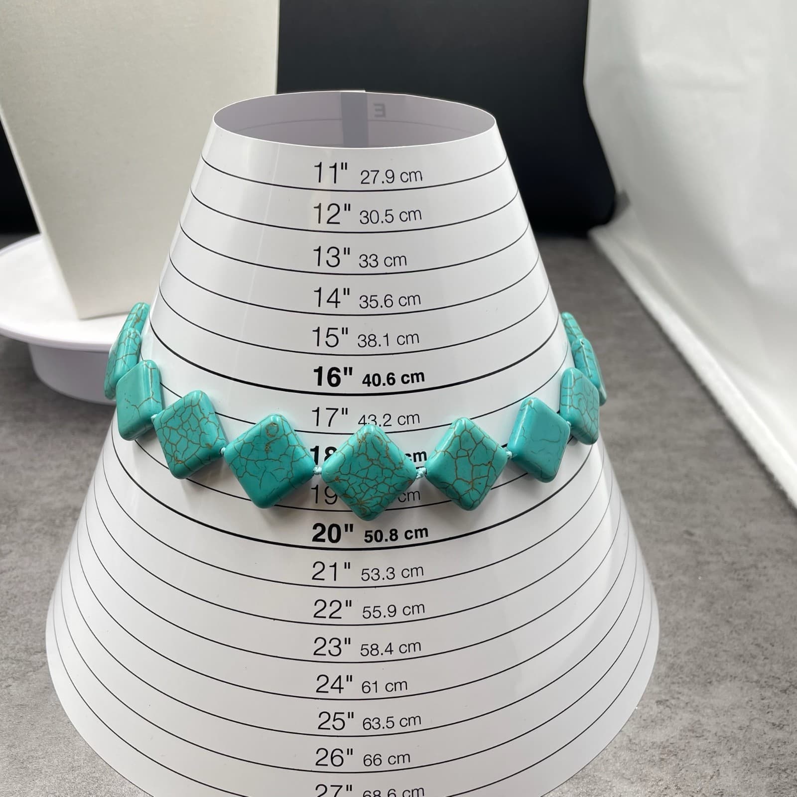 Vintage Lobster Tribal Chunky Turquoise Square Cube Beaded Statement Necklace - Thumbnail 2