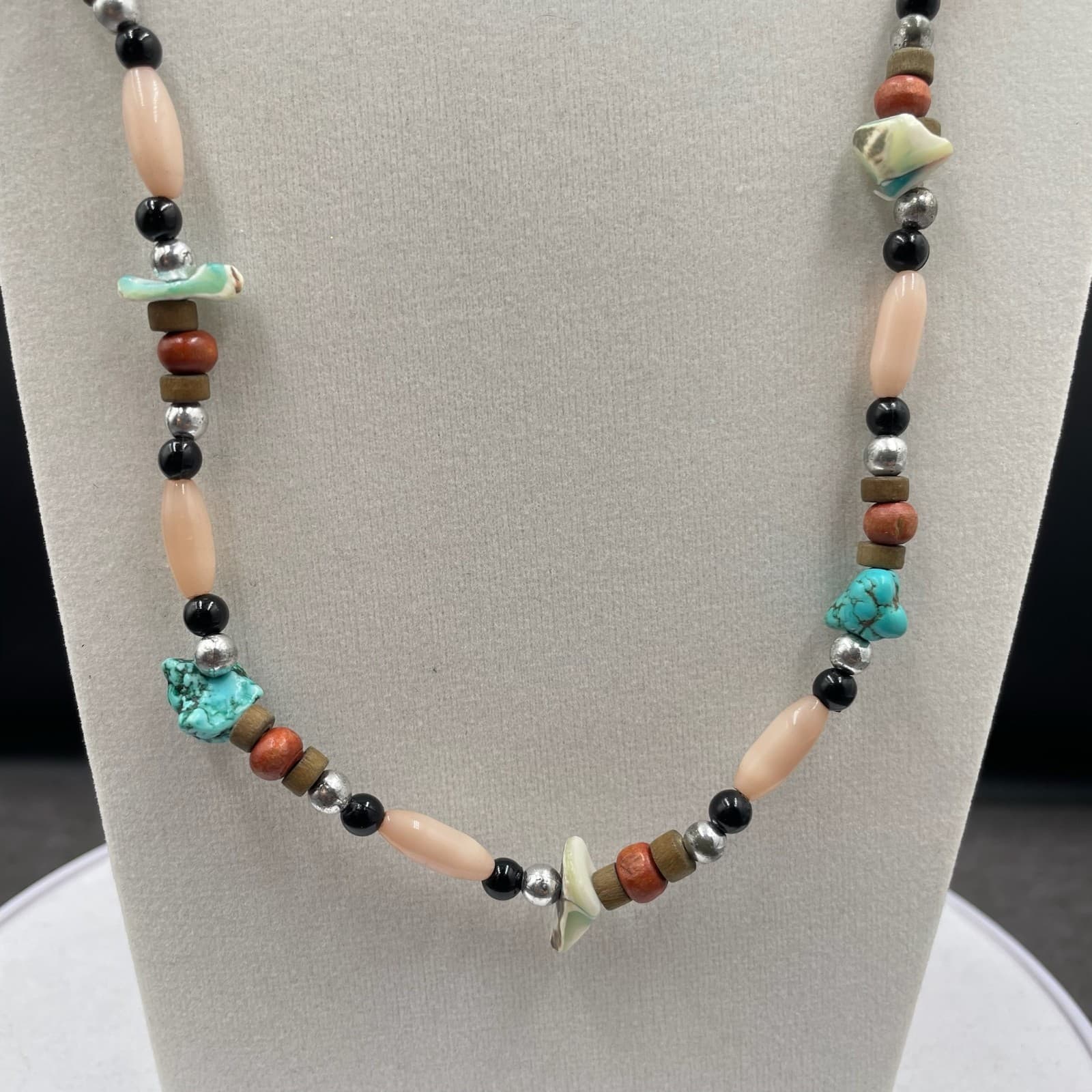 Vintage Multicolor Fashion Turquoise Multi-Stone Beaded Statement Necklace - Thumbnail 5