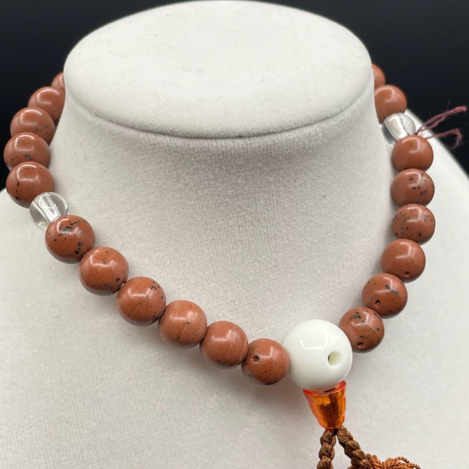 Vintage Unisex Brown Chinaberry Wood Beads 9.5" Long Tassel Prayer Mala - Thumbnail 8