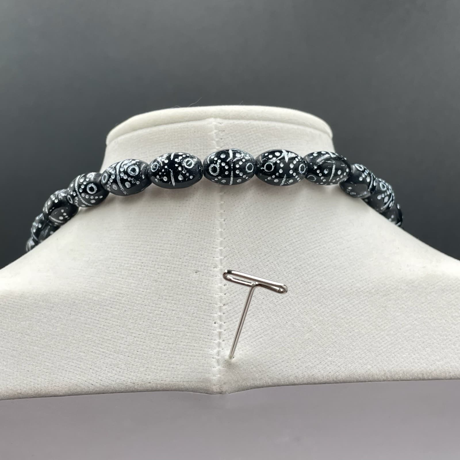 Vintage Black White Mina Micro Zircon Traditional Praying Beads - Size 27" - Thumbnail 10