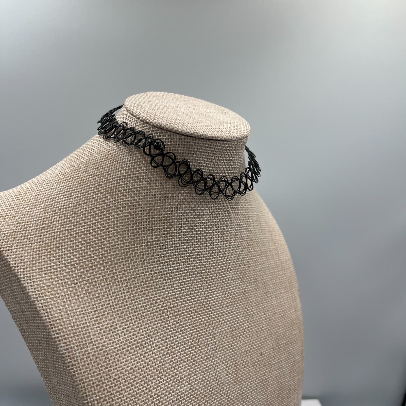 Vintage 90s Black Tattoo Choker Necklace Stretch Elastic Retro Grunge Goth Y2K - Thumbnail 3