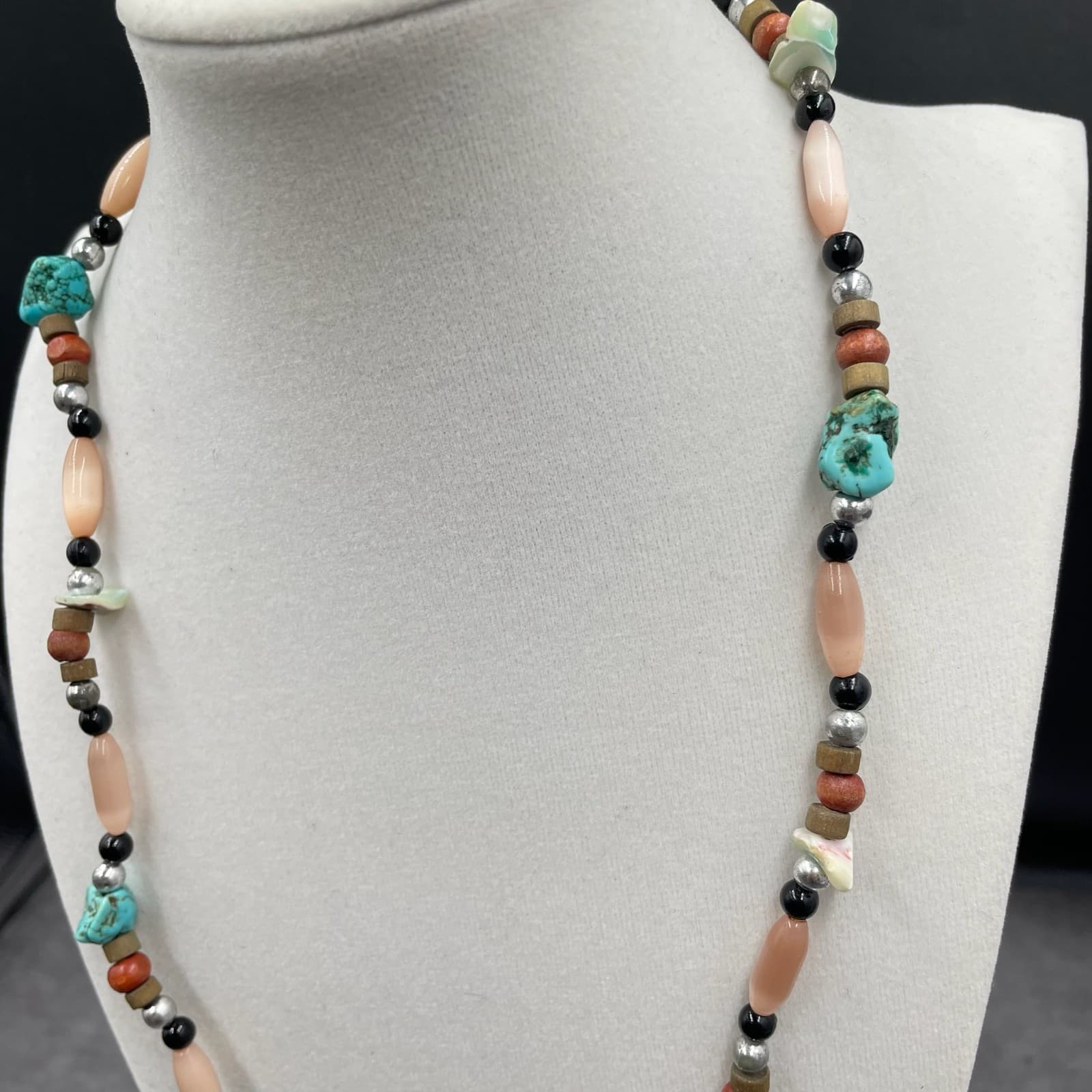 Vintage Multicolor Fashion Turquoise Multi-Stone Beaded Statement Necklace - Thumbnail 6