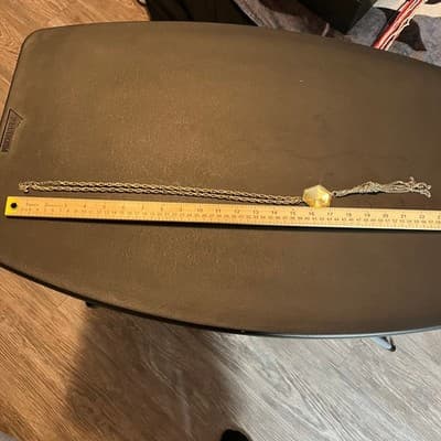 VTG Gold Tone Hexagon Pendant Necklace Earrings Set Yellow Faceted Stone Tassel - Thumbnail 9