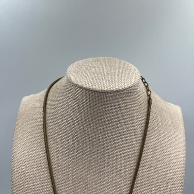 VTG Bronze Tone Modernist Circle Pendant Necklace Snake Chain Geometric Cutout - Thumbnail 4