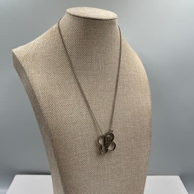 Vintage Silver Tone Abstract Mother Child Pendant Necklace Open Frame Minimalist - Thumbnail 6