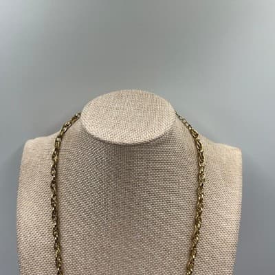 VTG Gold Tone Hexagon Pendant Necklace Earrings Set Yellow Faceted Stone Tassel - Thumbnail 3